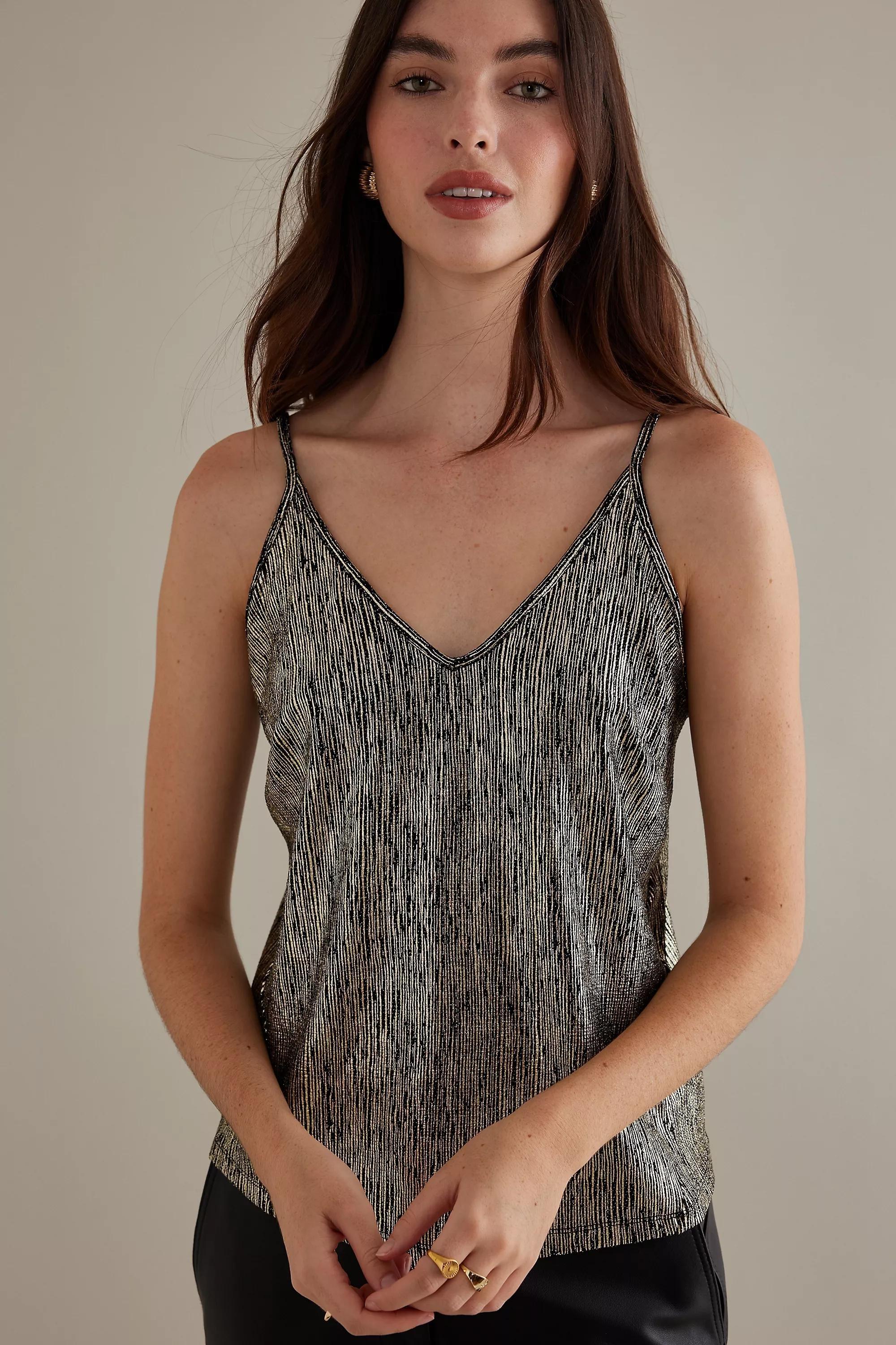 Marisa Sparkle V-Neck Cami Top, Grey, A501_0006, large image number 0