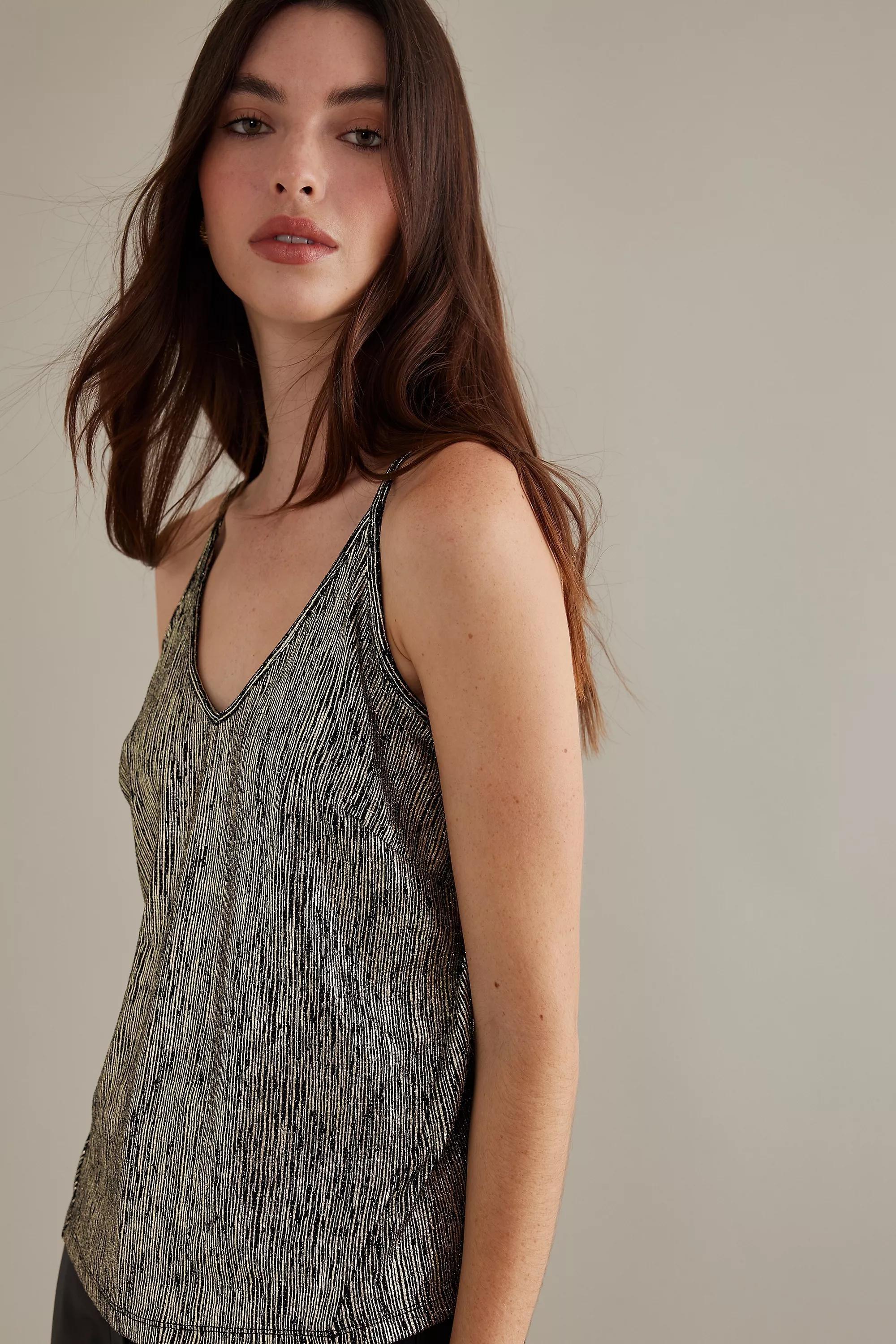 Marisa Sparkle V-Neck Cami Top, Grey, A501_0006, large image number 3
