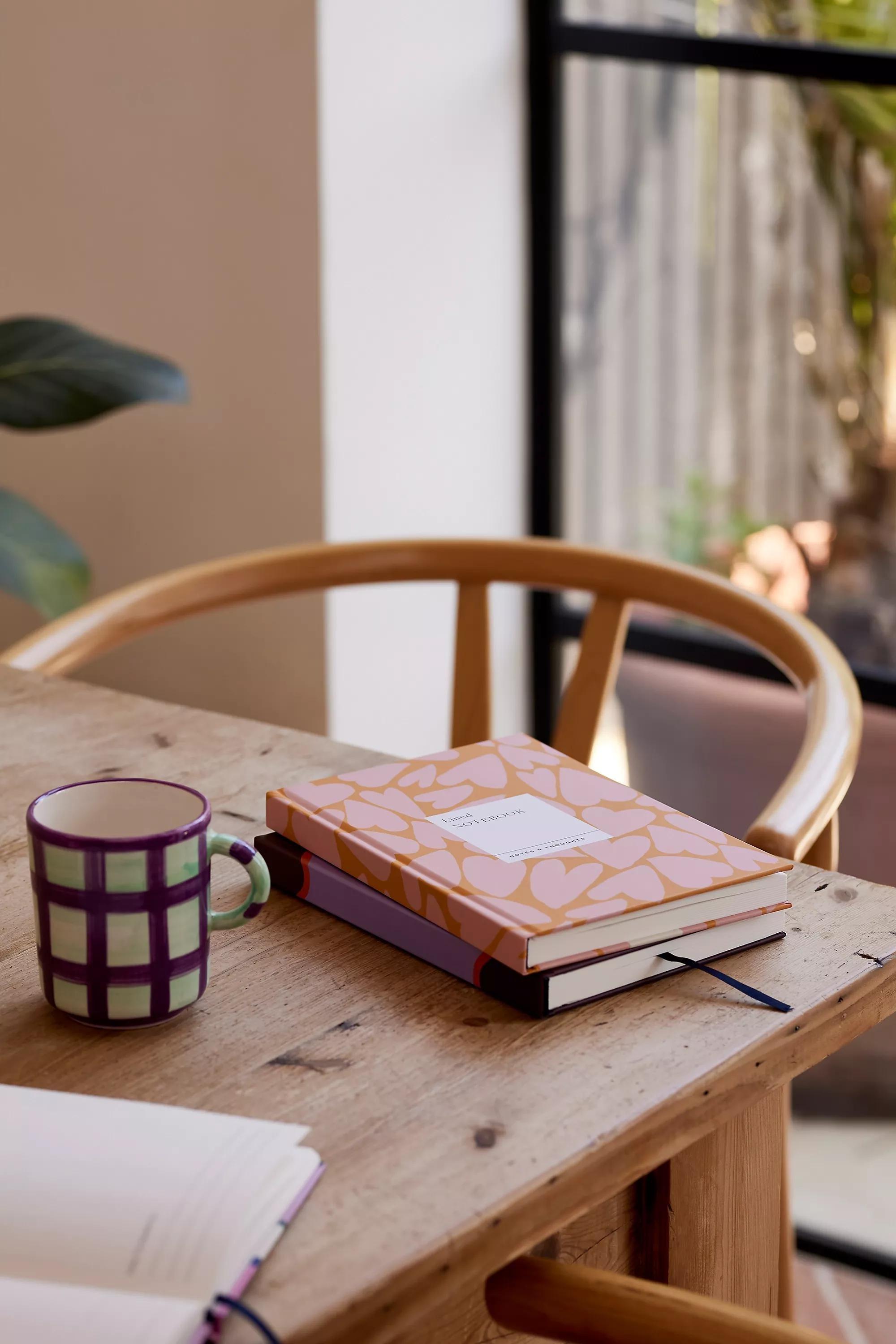 Papier Heart Print Lined Notebook, Orange, , large image number 0