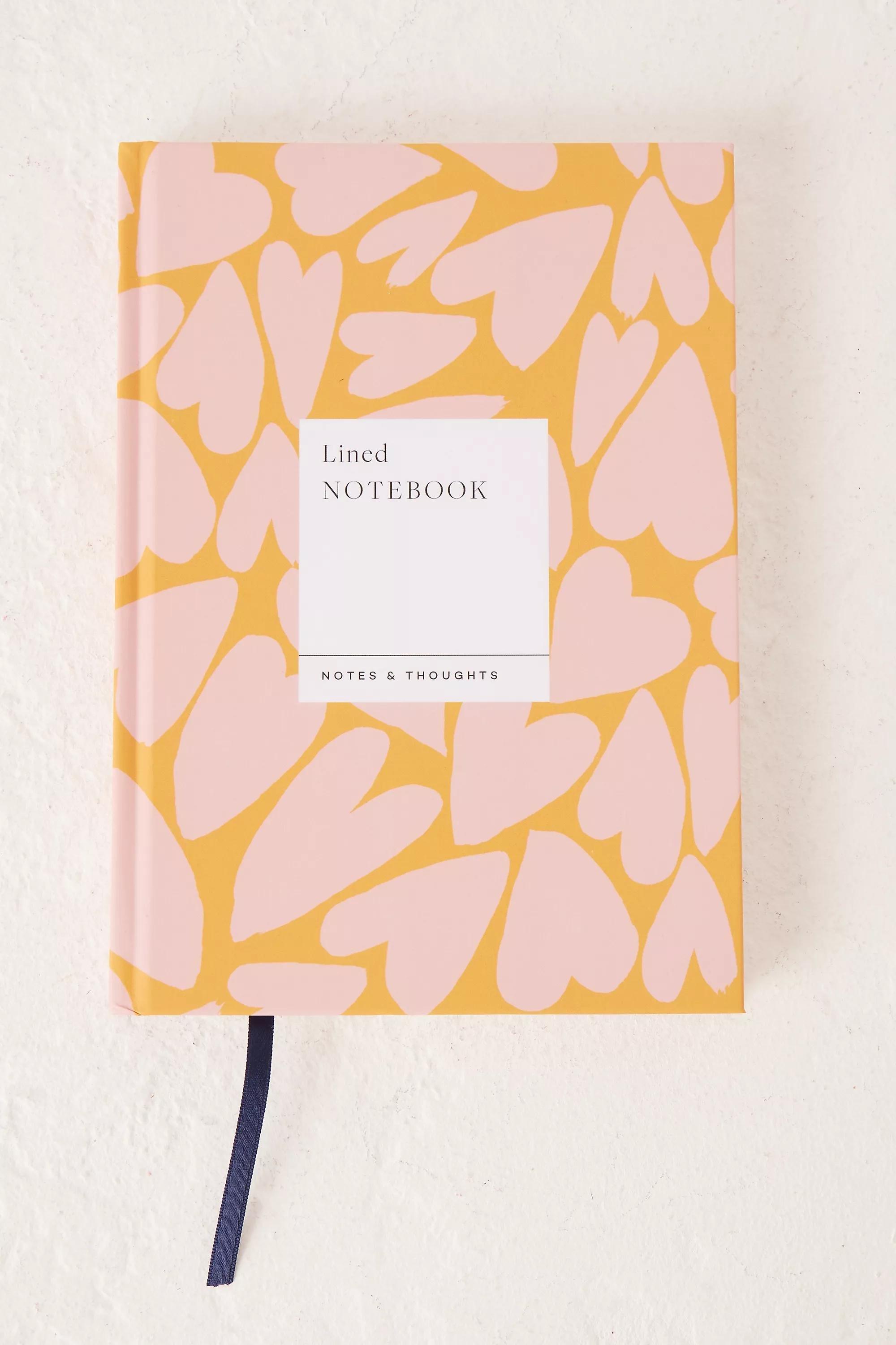 Papier Heart Print Lined Notebook, Orange, , large image number 1