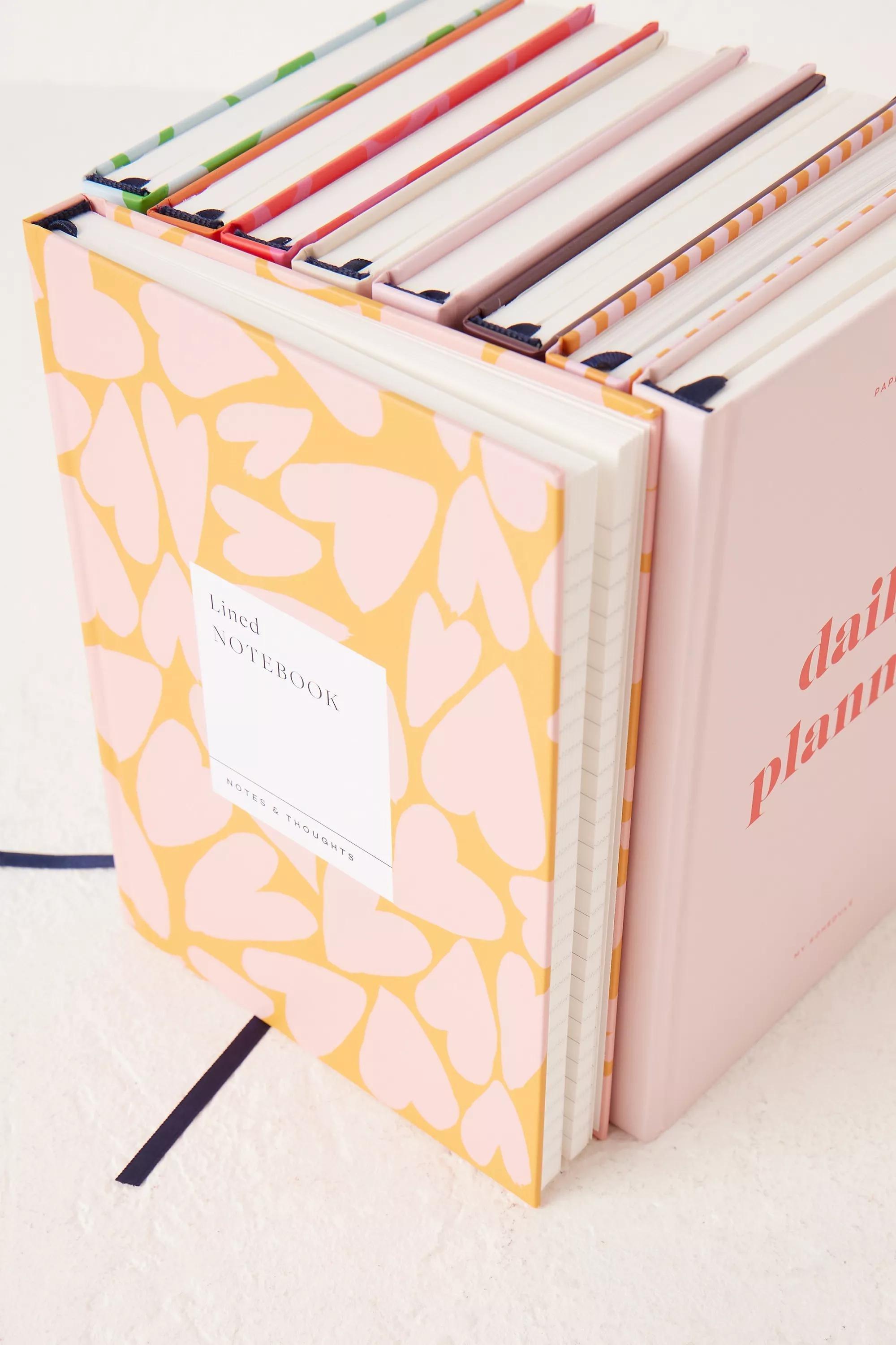 Papier Heart Print Lined Notebook, Orange, , large image number 4