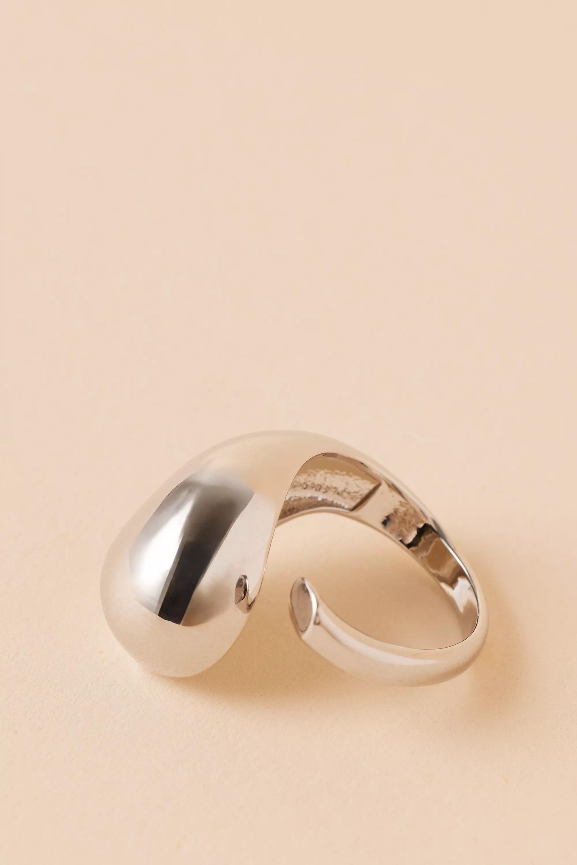 Slvr Chunky Abstract Ring, , large image number 0