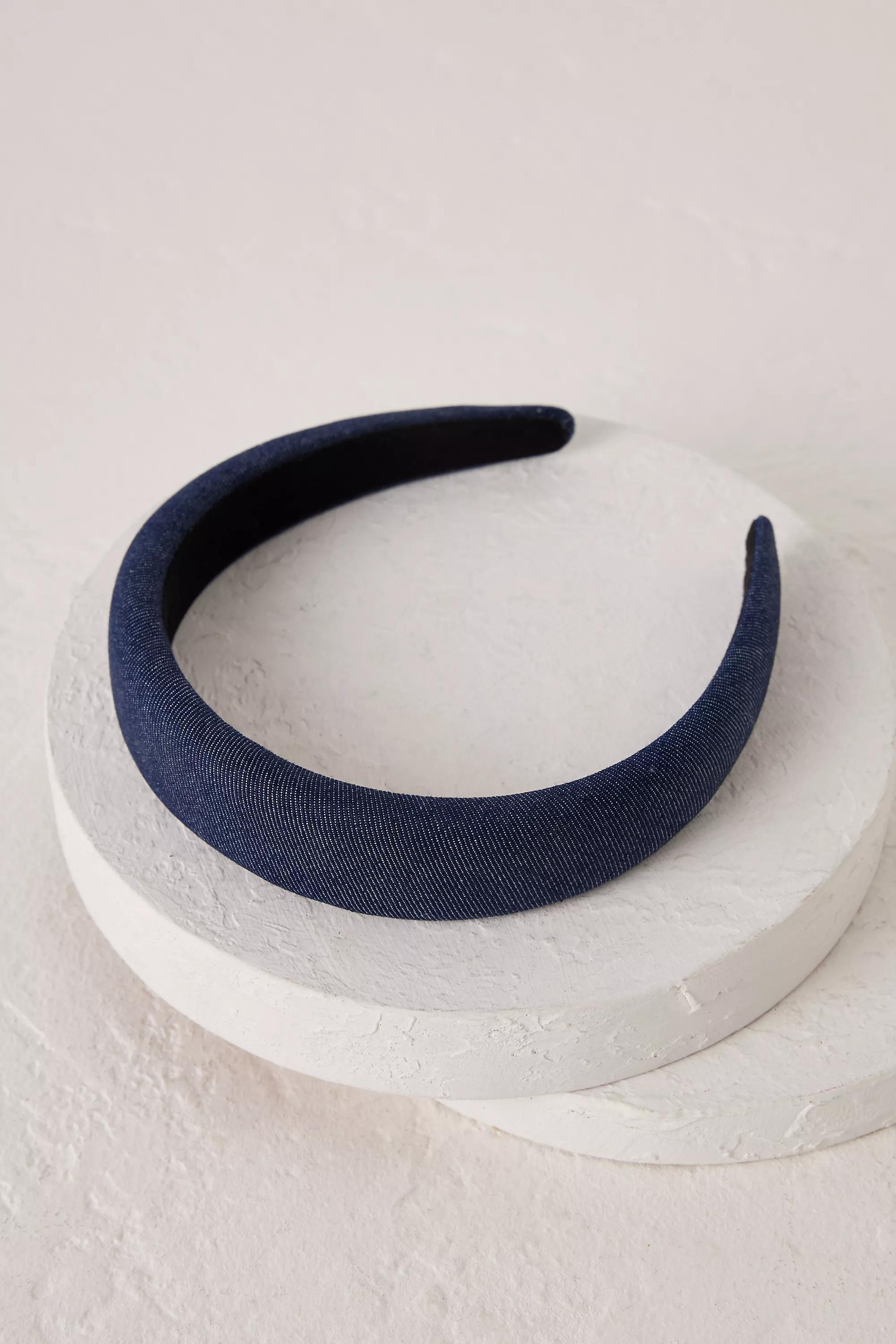 Uk Denim Puff Headband, Blue, , large image number 0