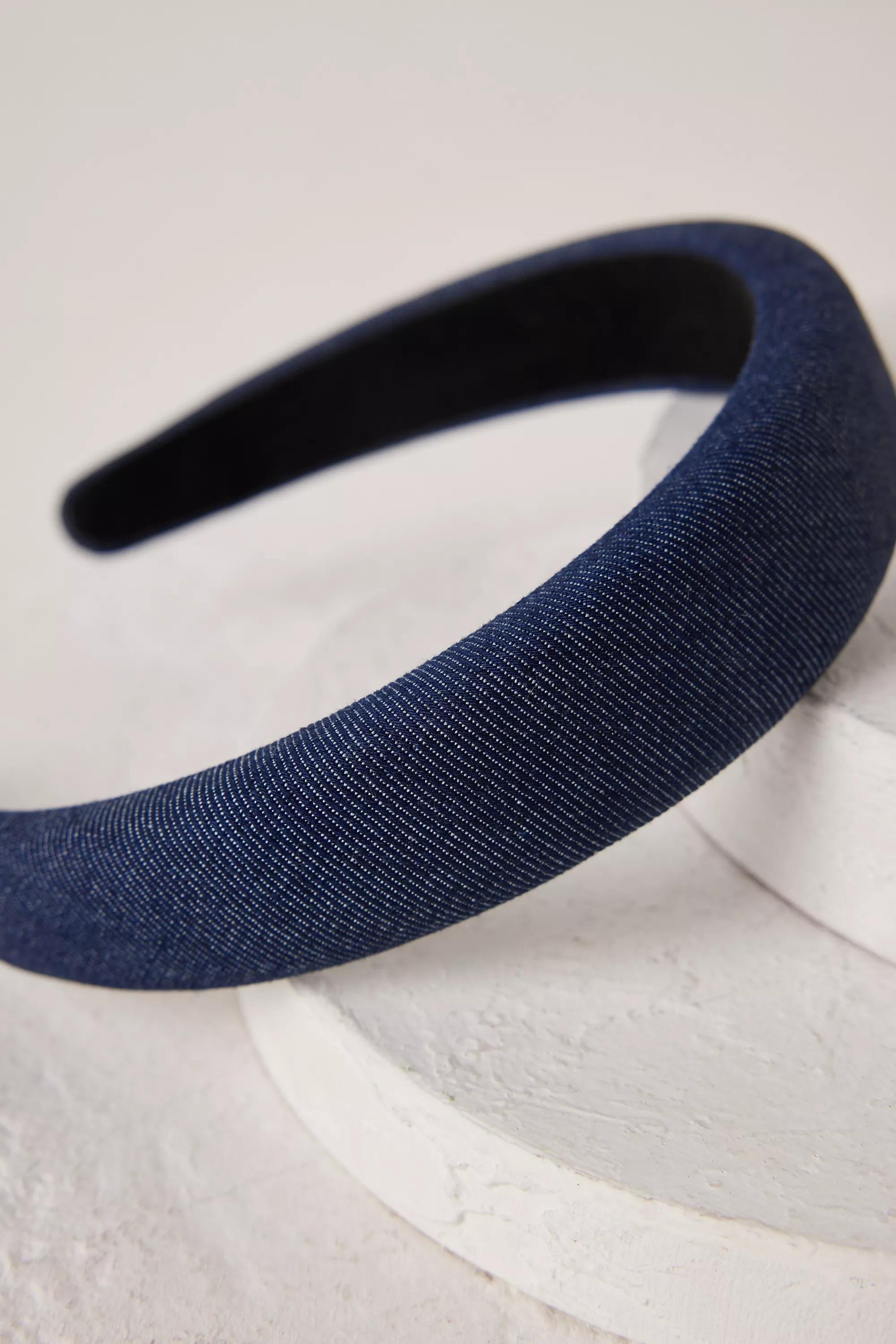Uk Denim Puff Headband, Blue, , large image number 1