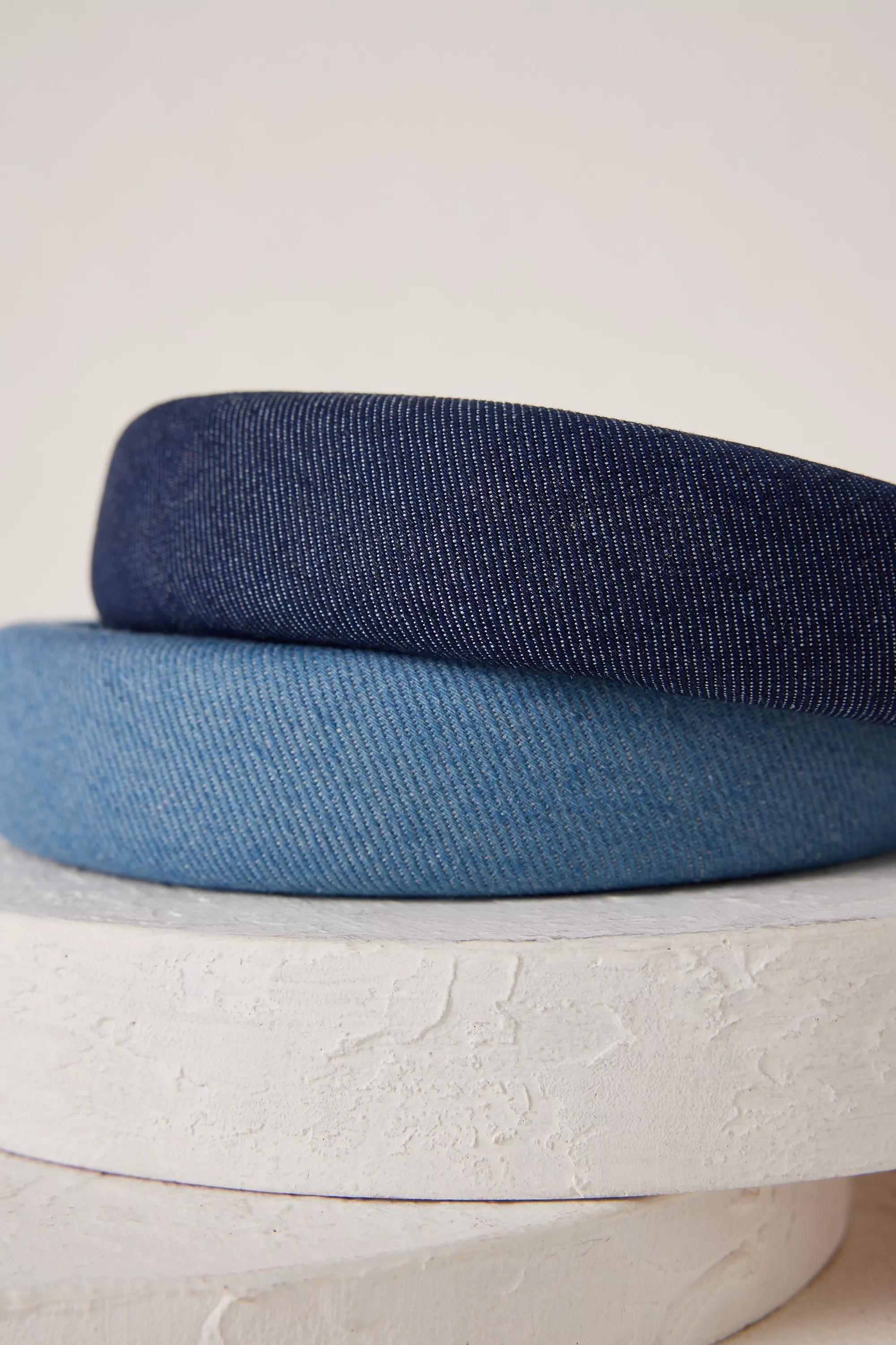 Uk Denim Puff Headband, Blue, , large image number 2
