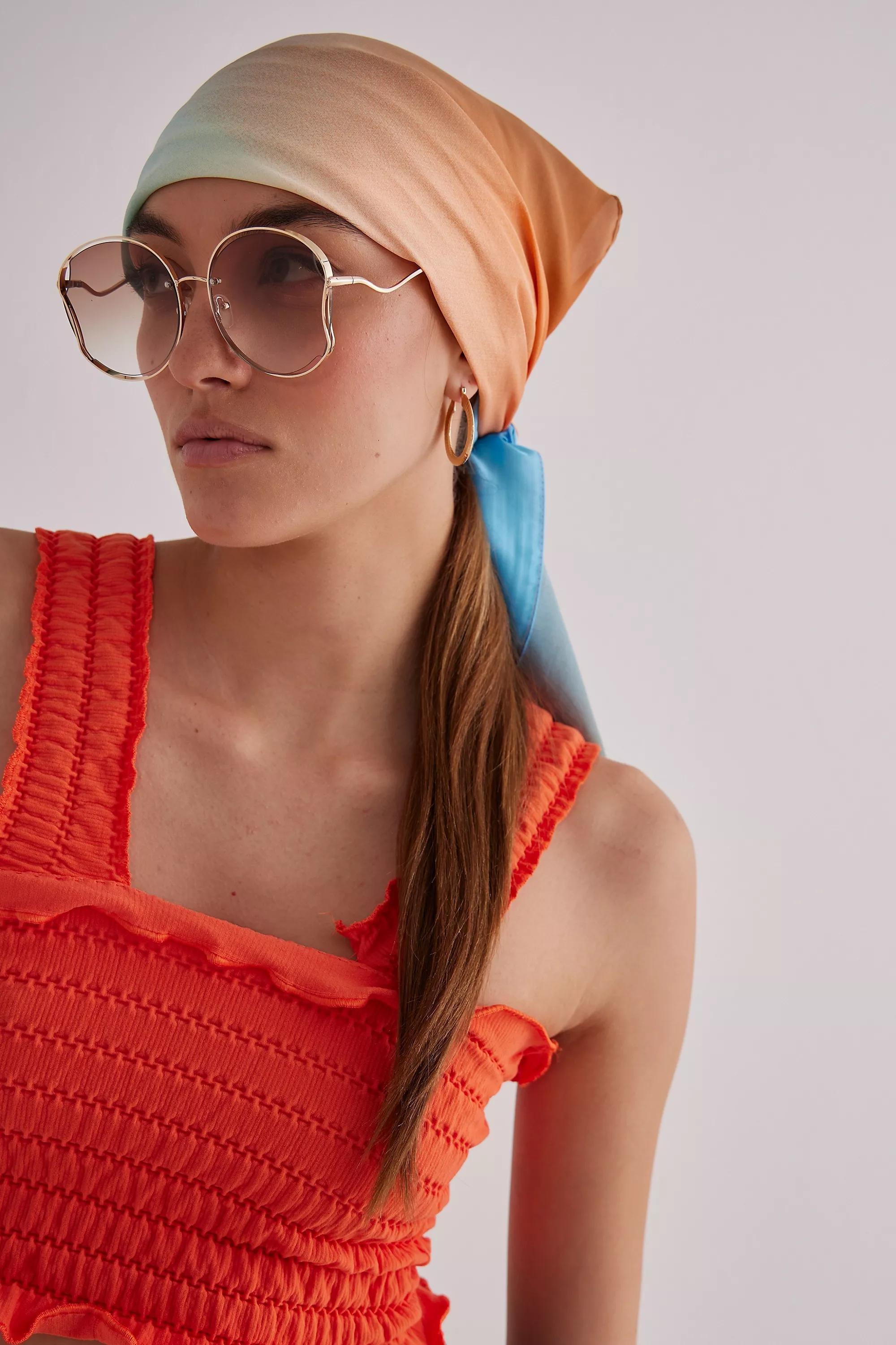 Ombre Square Head Scarf, Orange, A501_0080, large image number 0