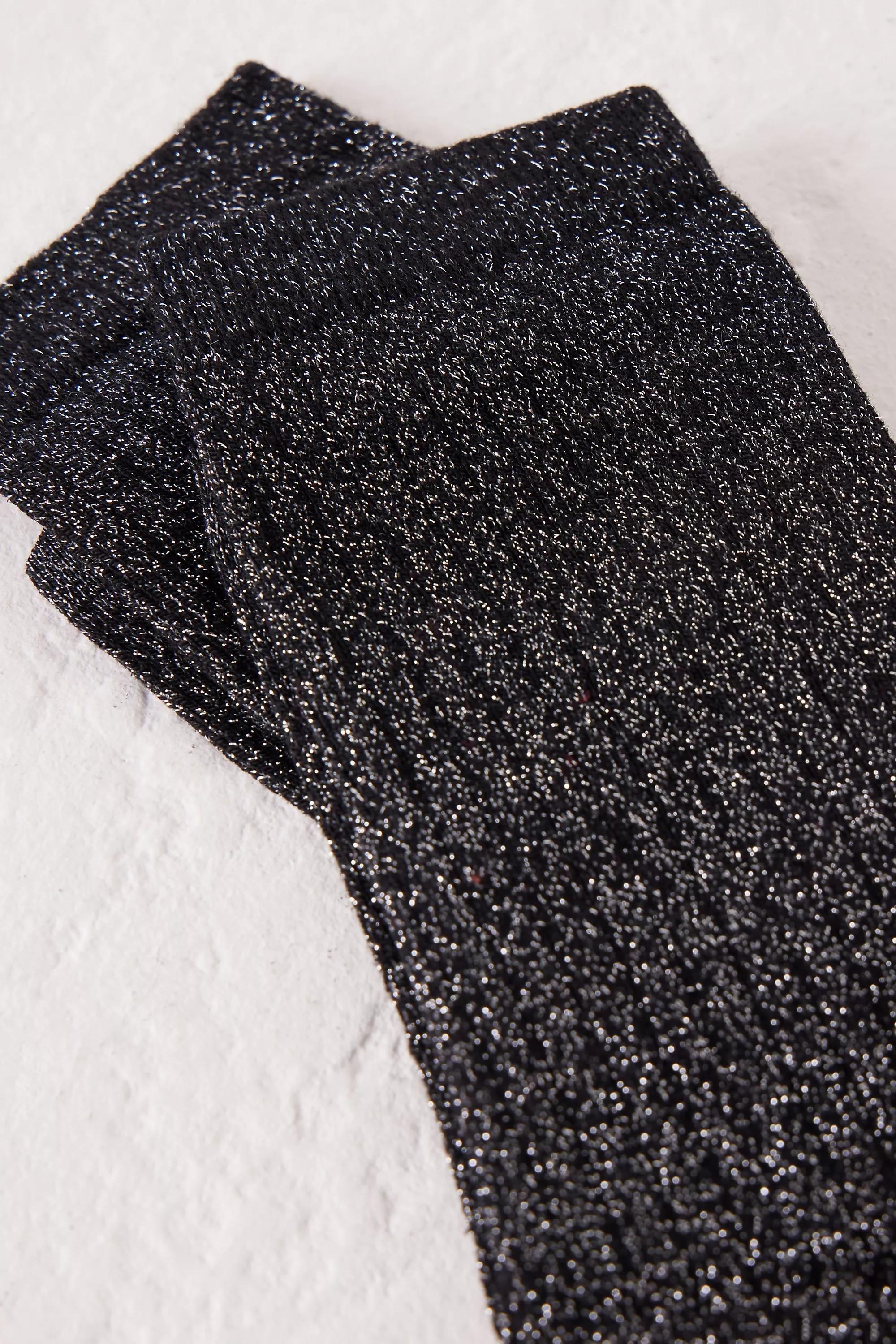 Rib Lurex Glitter Crew Socks, Black, A501_0001, large image number 2