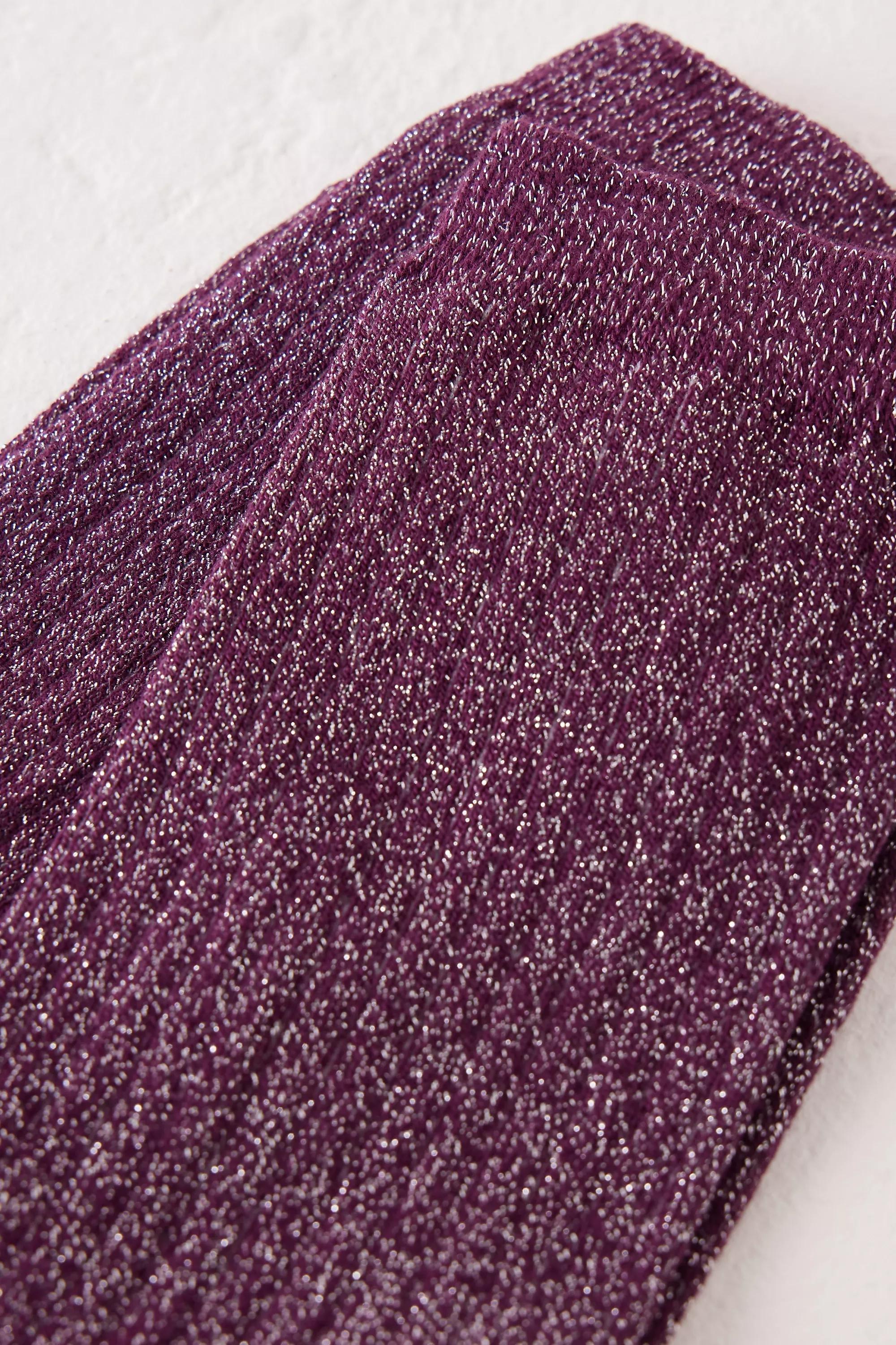 Rib Lurex Glitter Crew Socks, Purple, A501_0050, large image number 1