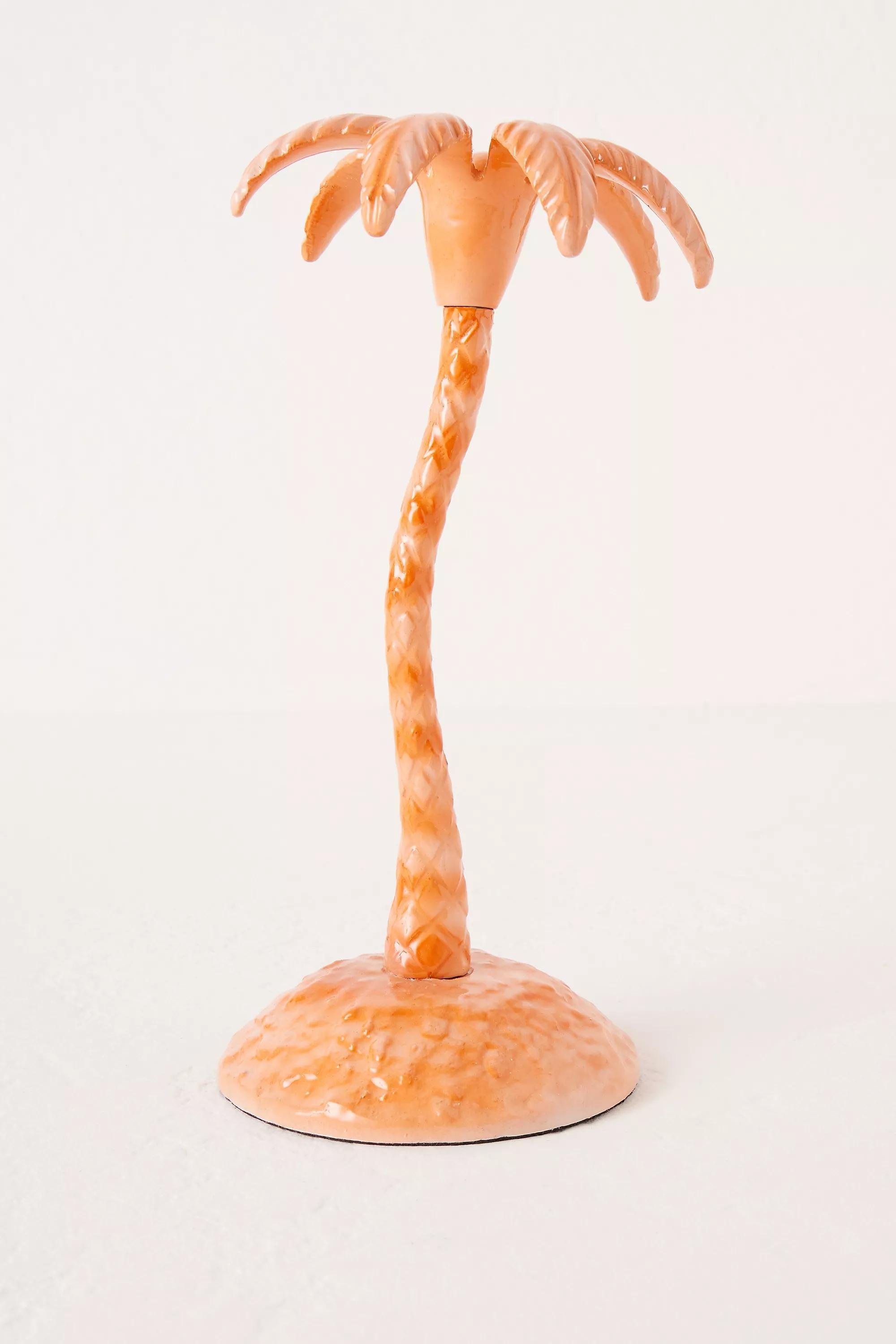 Les Ottomans Ceramic Palm Tree Taper Candle Holder, Red, A501_0060, large image number 0