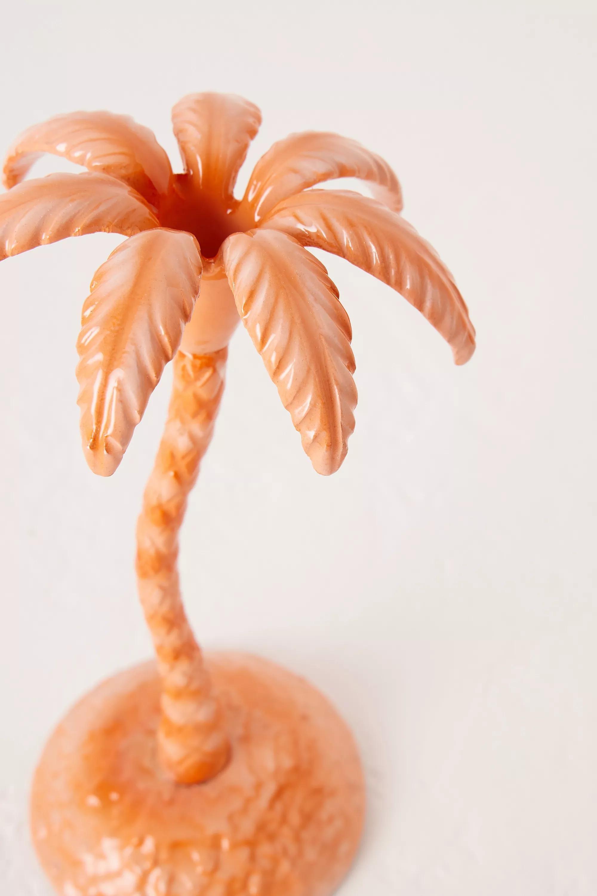 Les Ottomans Ceramic Palm Tree Taper Candle Holder, Red, A501_0060, large image number 1