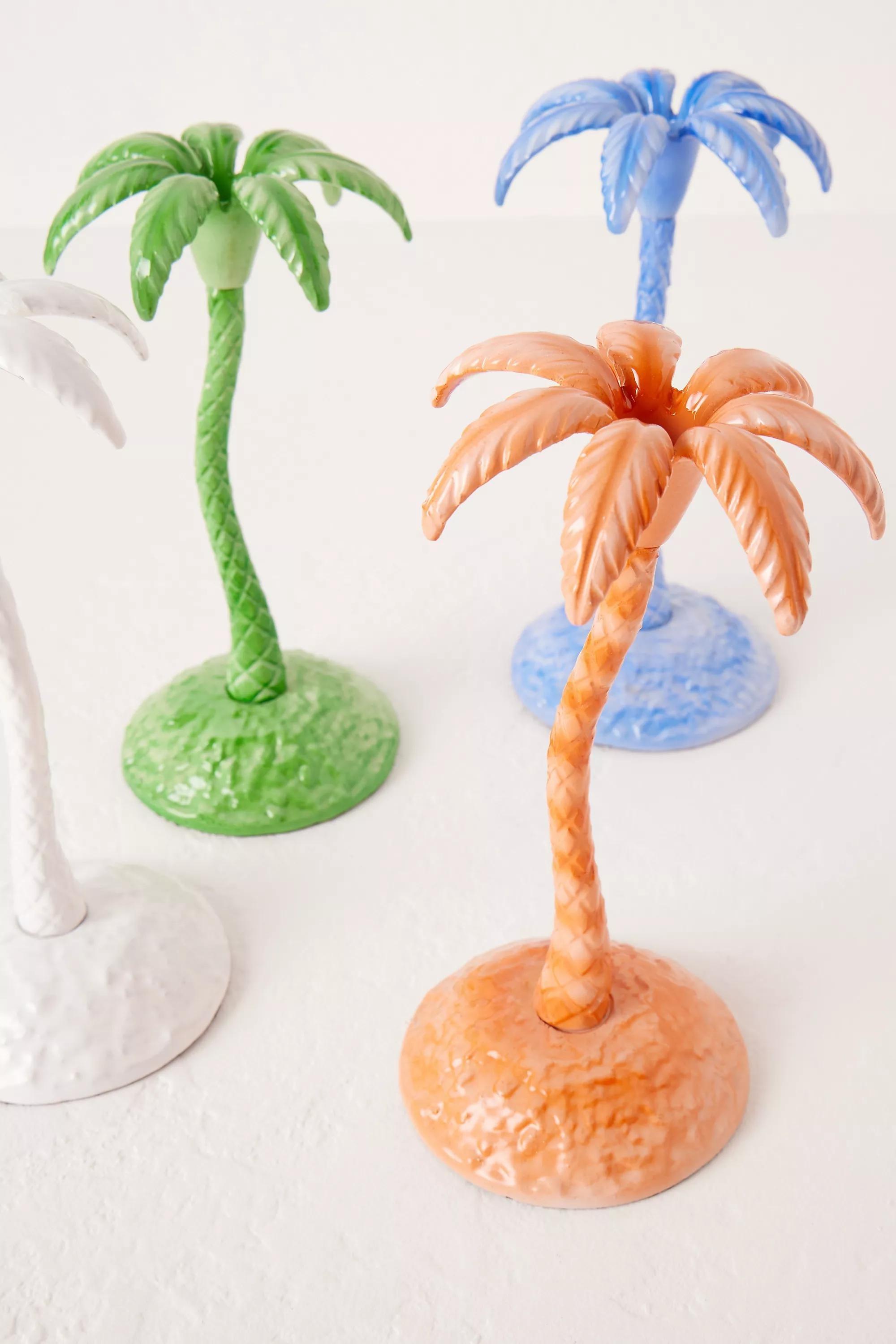 Les Ottomans Ceramic Palm Tree Taper Candle Holder, Red, A501_0060, large image number 2