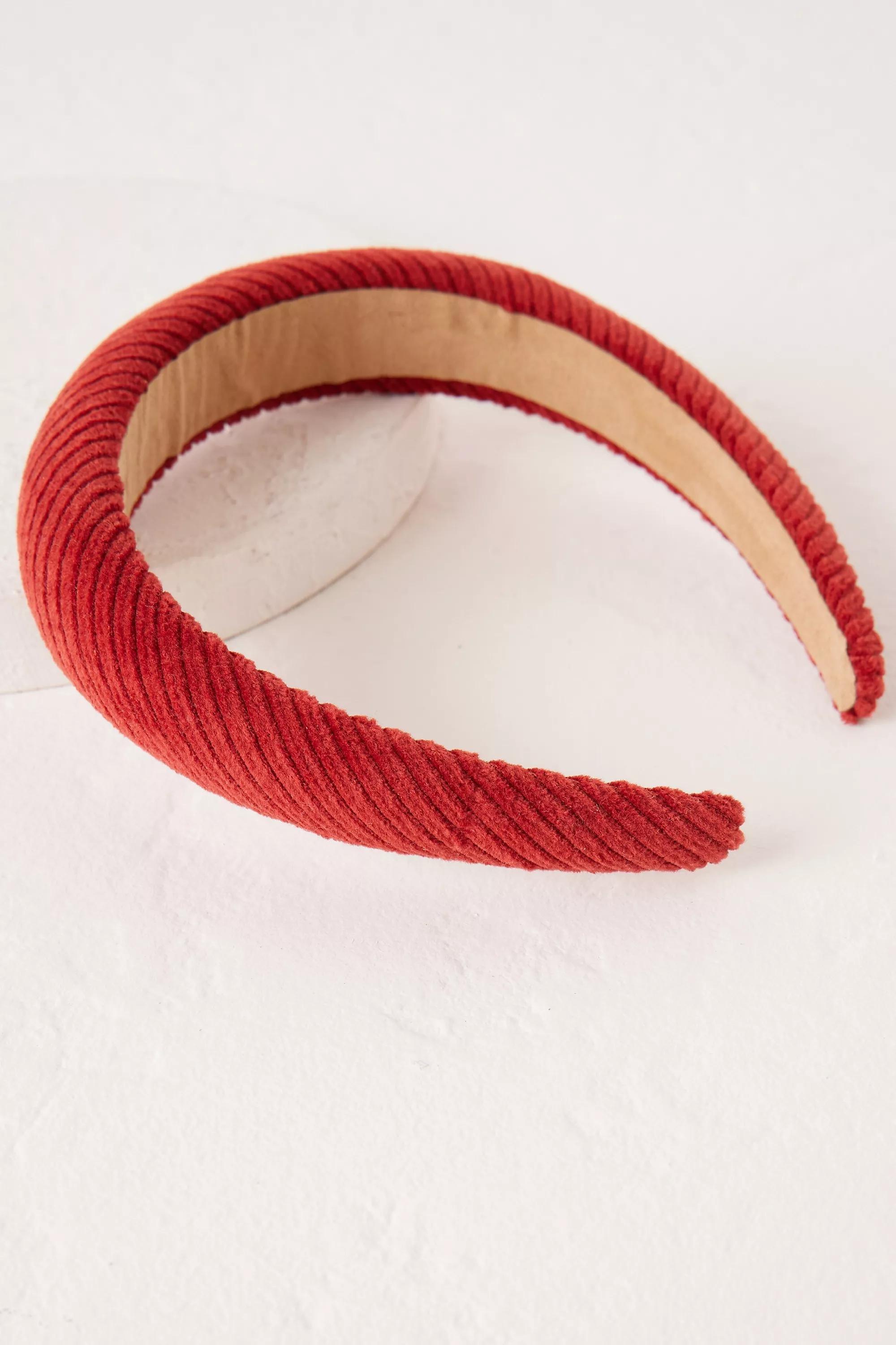 Corduroy Padded Headband, Red, A501_0060, large image number 0