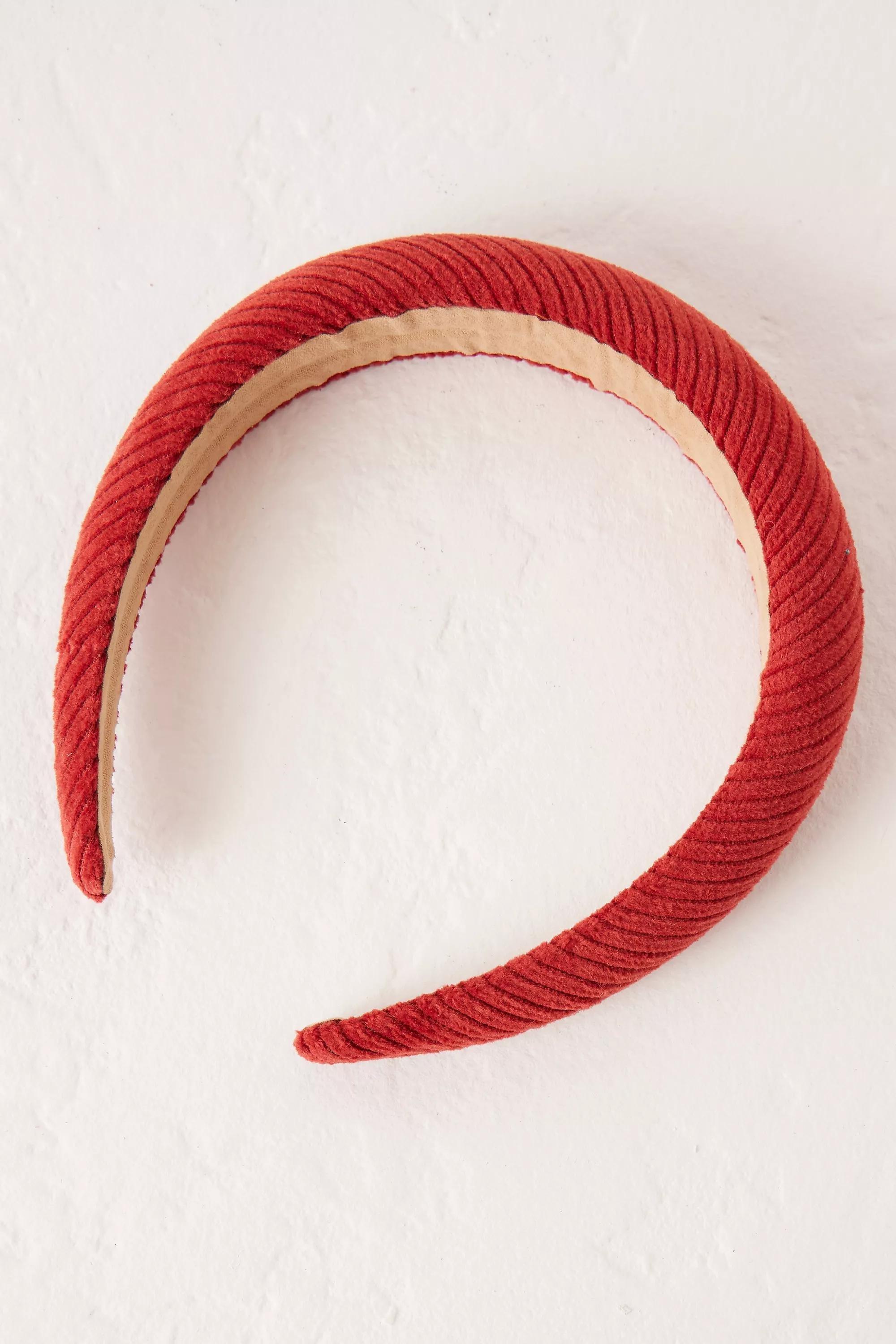 Corduroy Padded Headband, Red, A501_0060, large image number 4