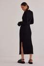 Anthropologie - Mila Textured Mock-Neck Long-Sleeve Midi Dress, Black