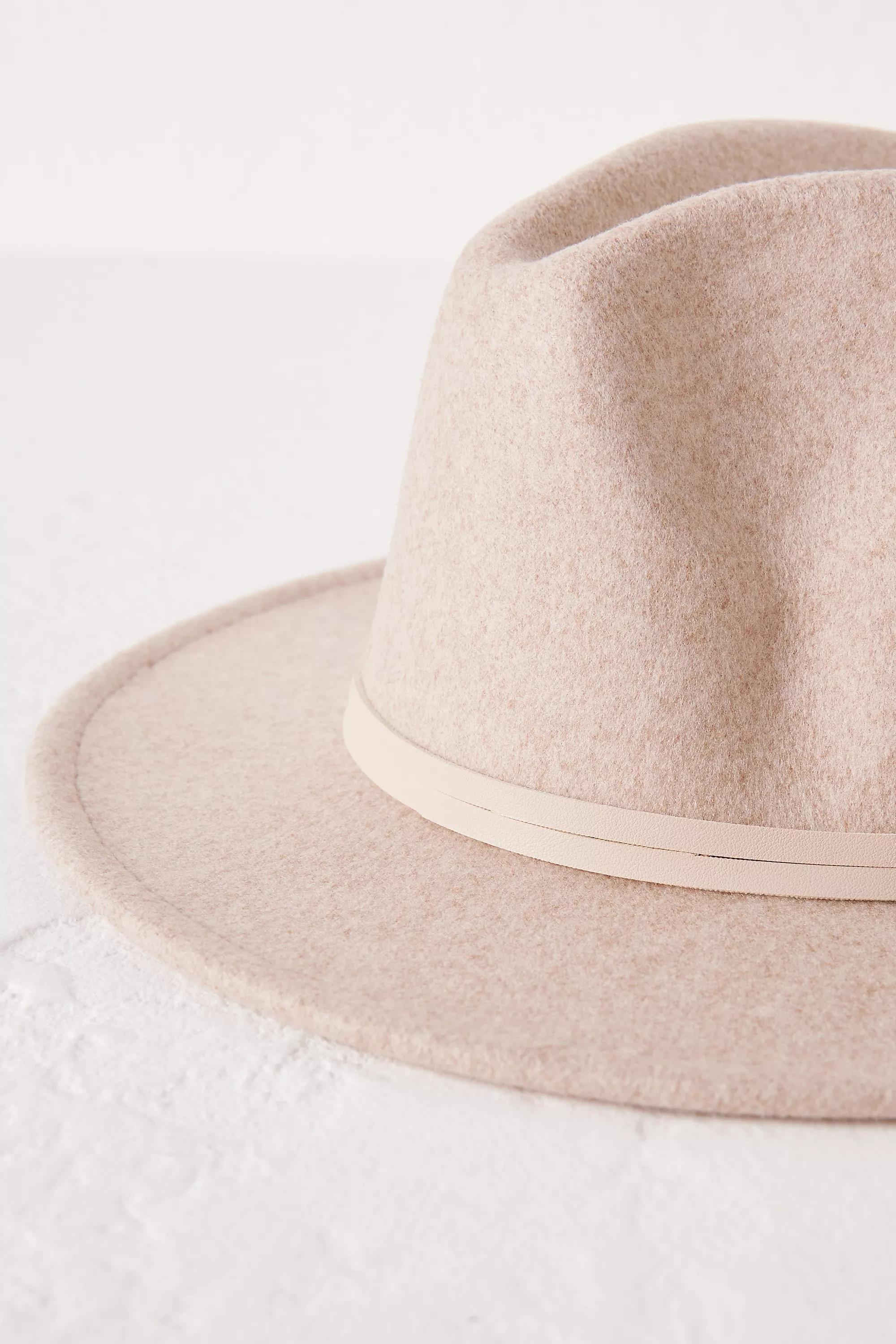 Felt Fedora Hat, Beige, A501_0016, large image number 1