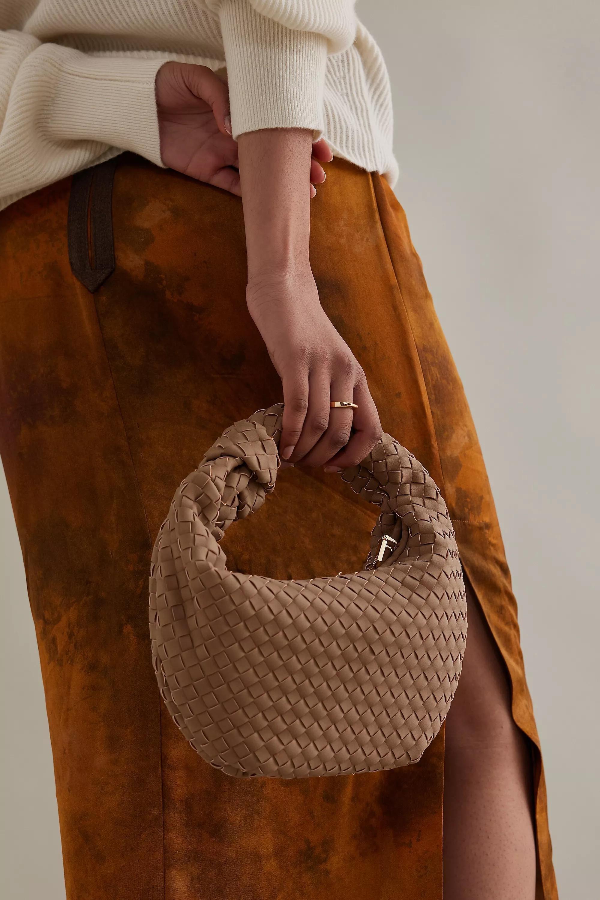 Woven Faux-Leather Satchel Bag, Taupe, A501_0023, large image number 2