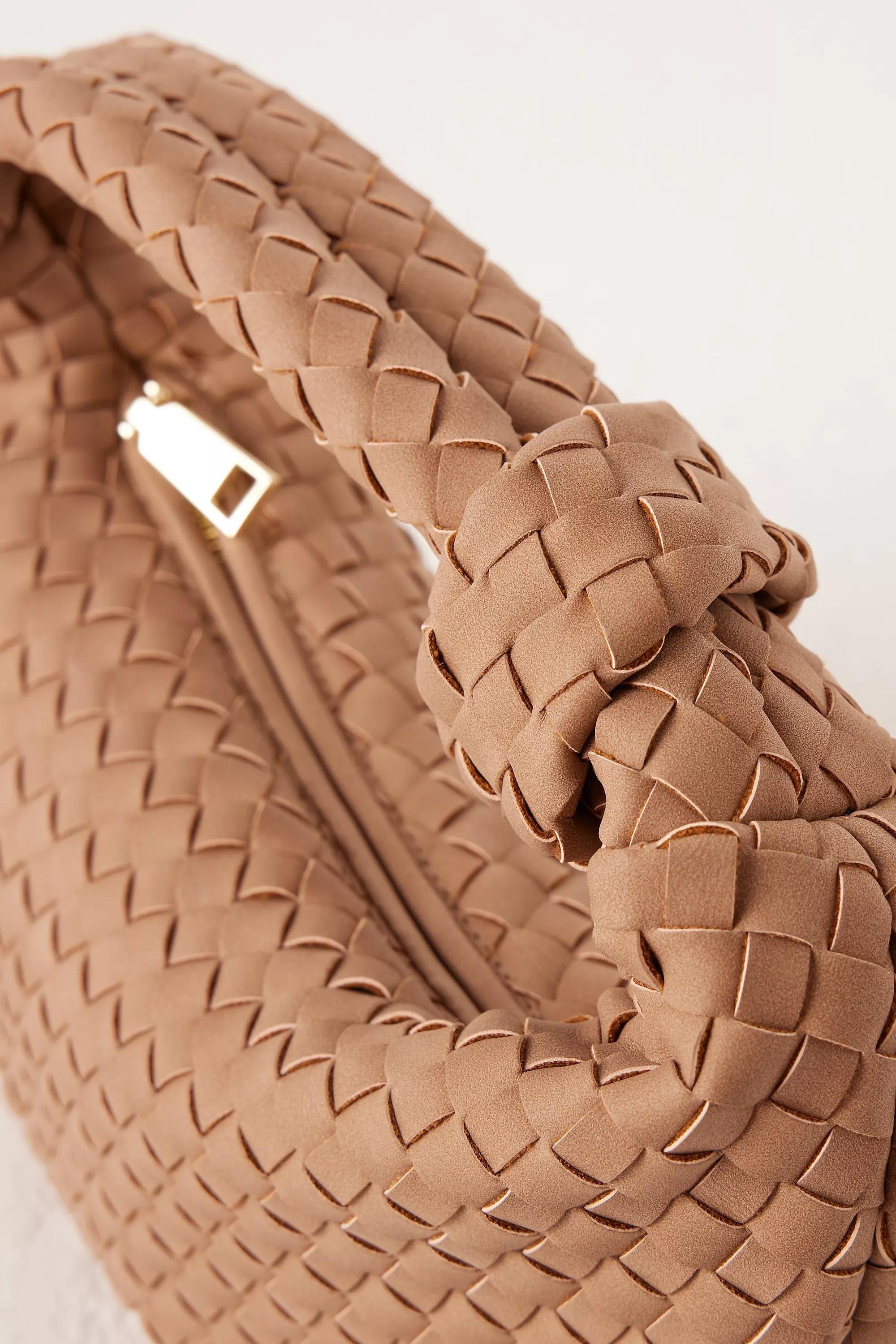 Woven Faux-Leather Satchel Bag, Taupe, A501_0023, large image number 3