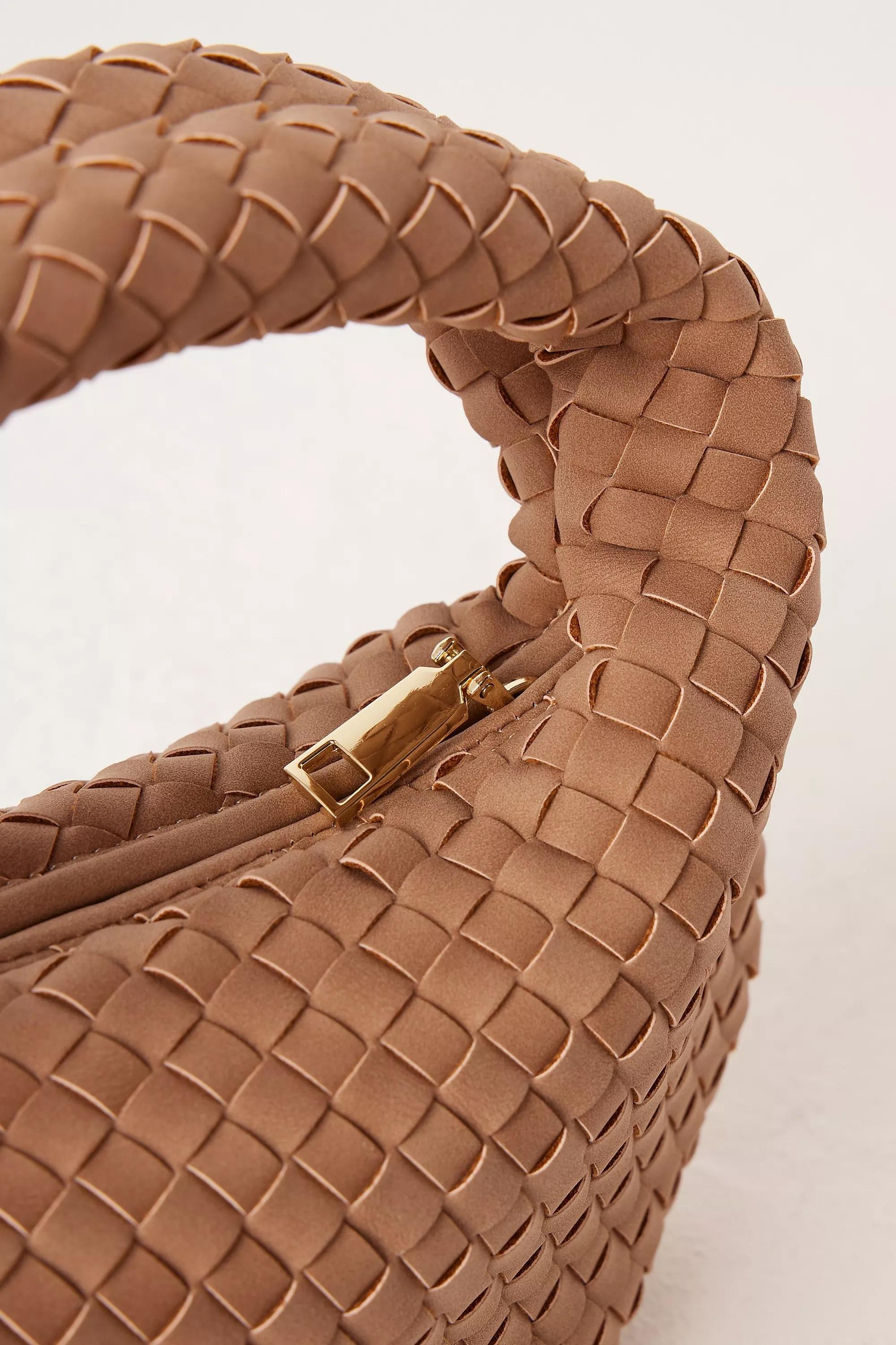 Woven Faux-Leather Satchel Bag, Taupe, A501_0023, large image number 4