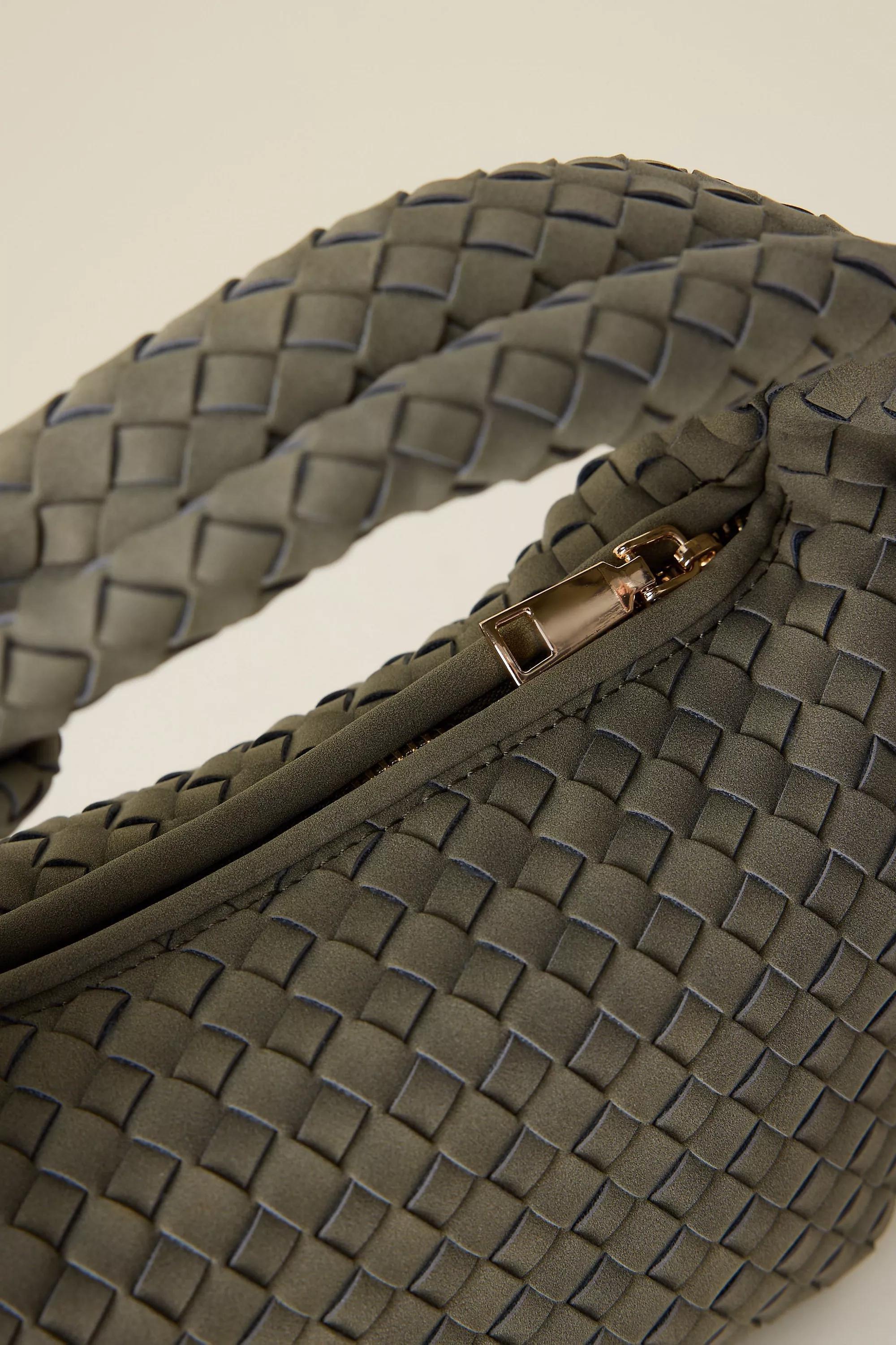 Melie Bianco Larissa Woven Faux-Leather Shoulder Bag, Khaki, A501_0036, large image number 1