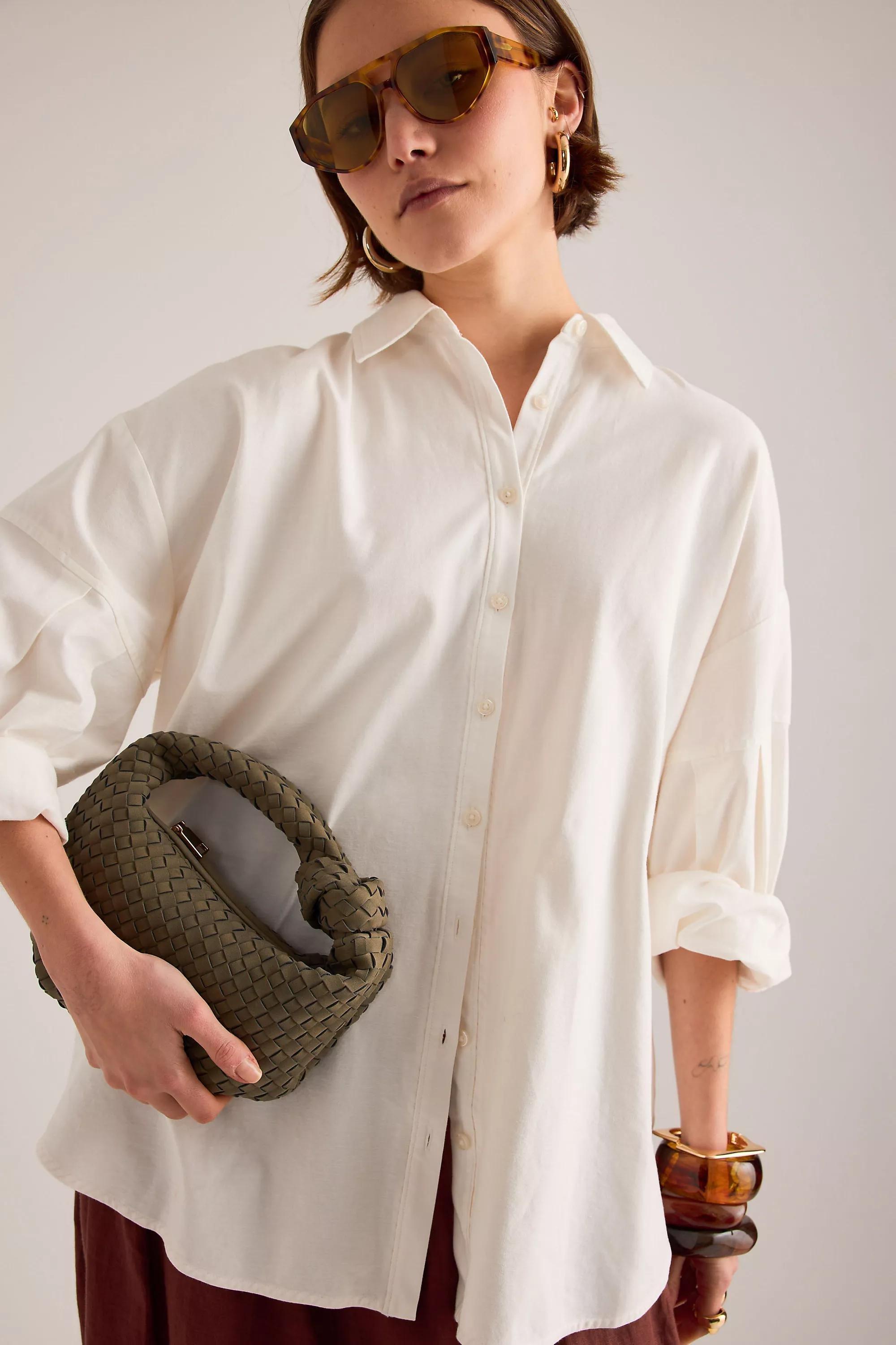 Melie Bianco Larissa Woven Faux-Leather Shoulder Bag, Khaki, Khaki, large image number 4