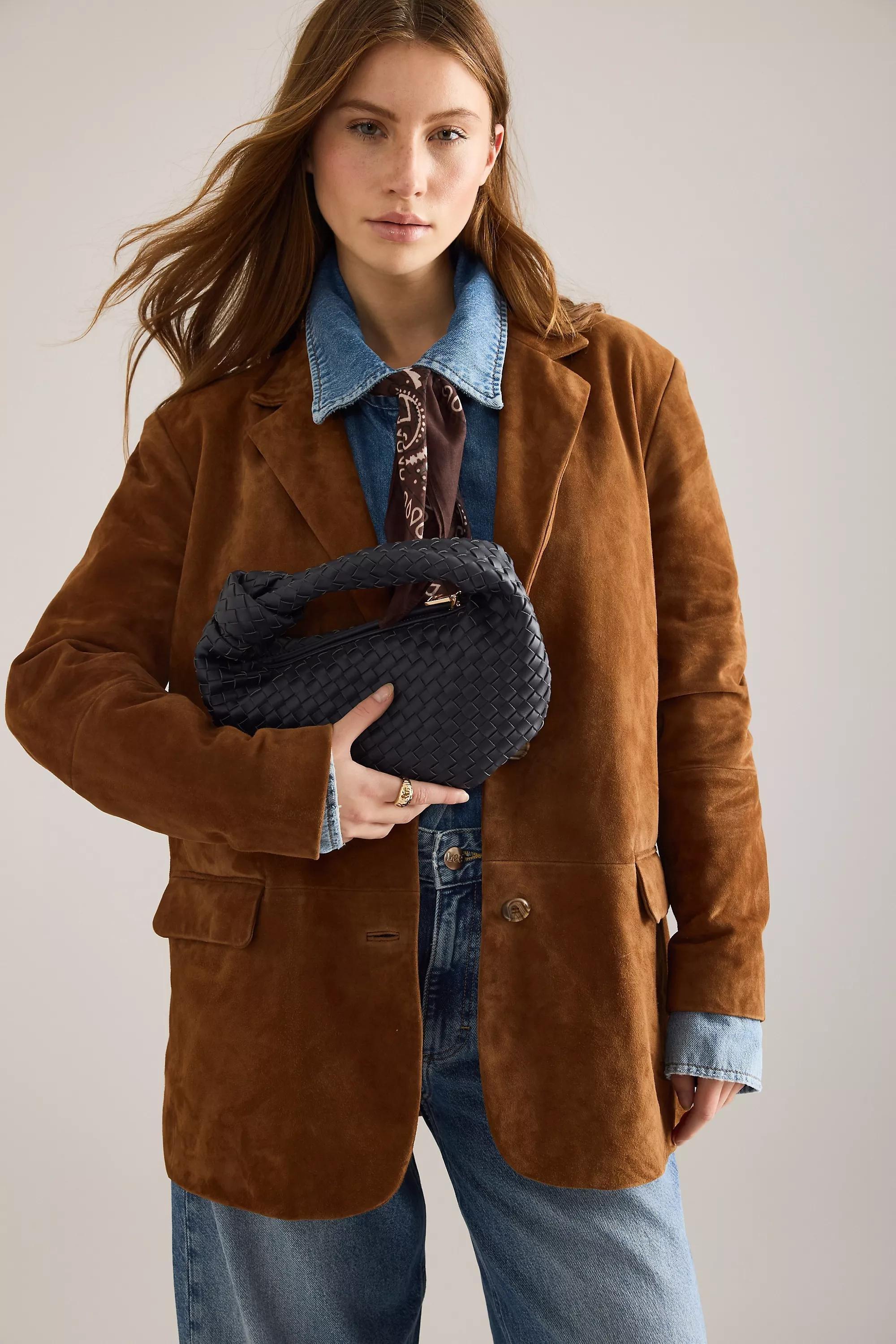 Melie Bianco Larissa Woven Shoulder Bag, Navy, , medium