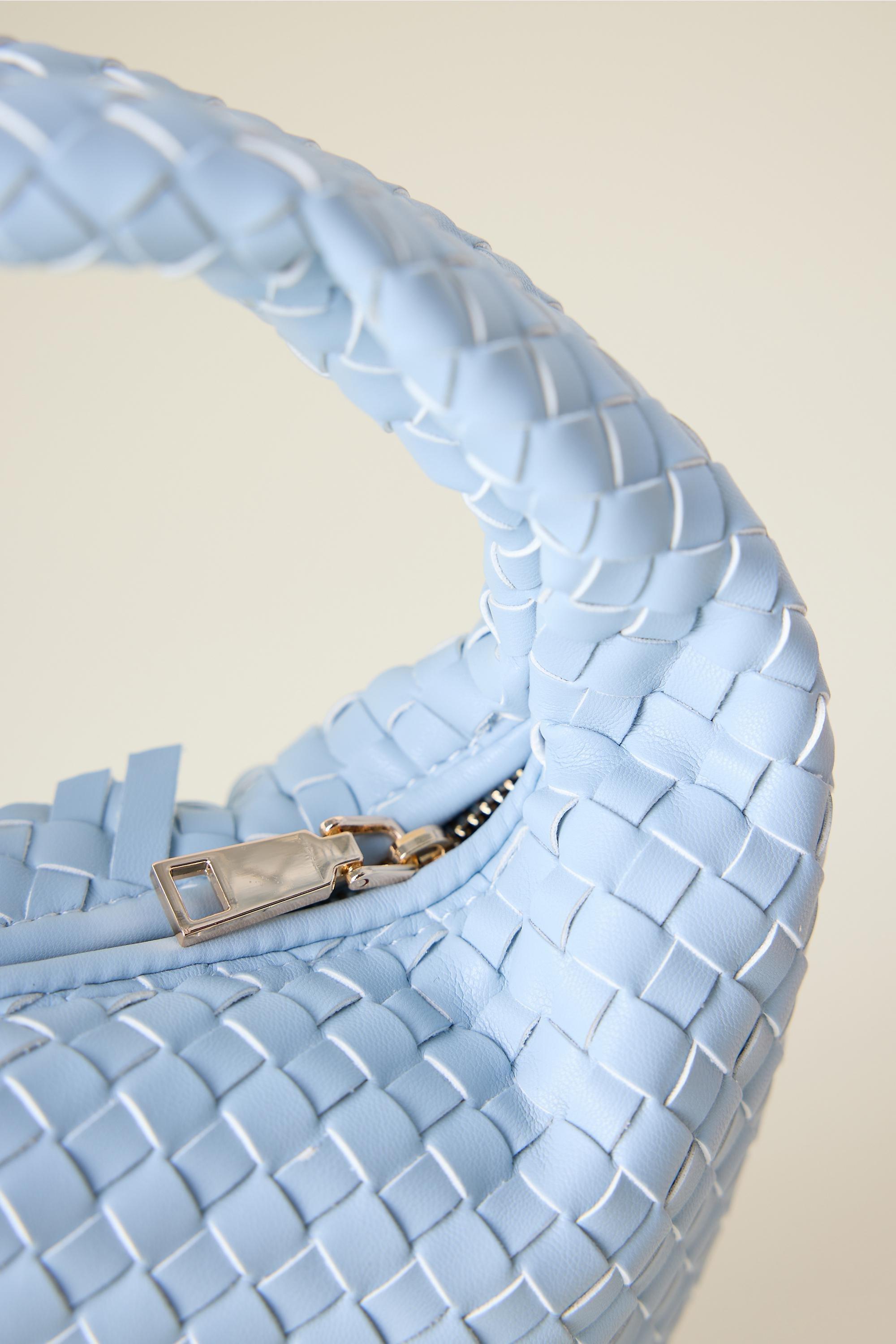Melie Bianco Larissa Woven Faux-Leather Shoulder Bag, Blue, A501_0045, large image number 5