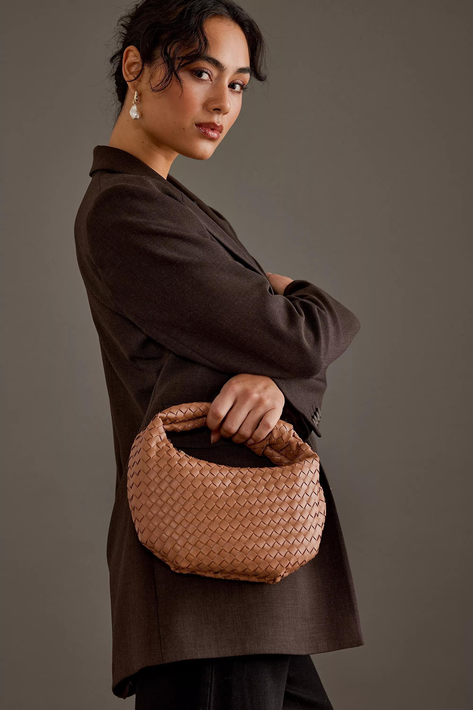 Melie Bianco Larissa Woven Faux-Leather Shoulder Bag, Brown, A501_0224, large image number 4