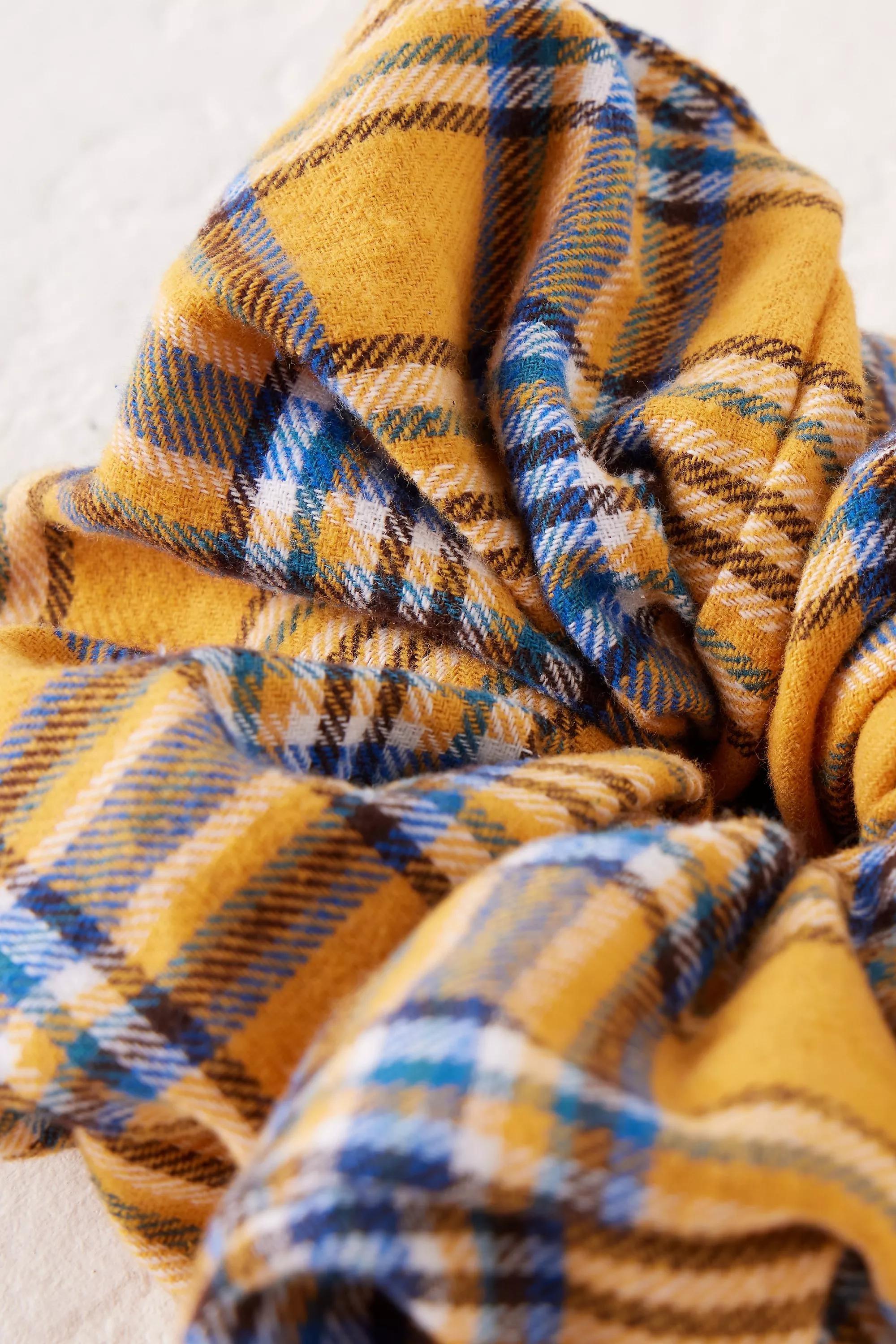 Large Tartan Hair Scrunchie, Yellow, A501_0072, large image number 1