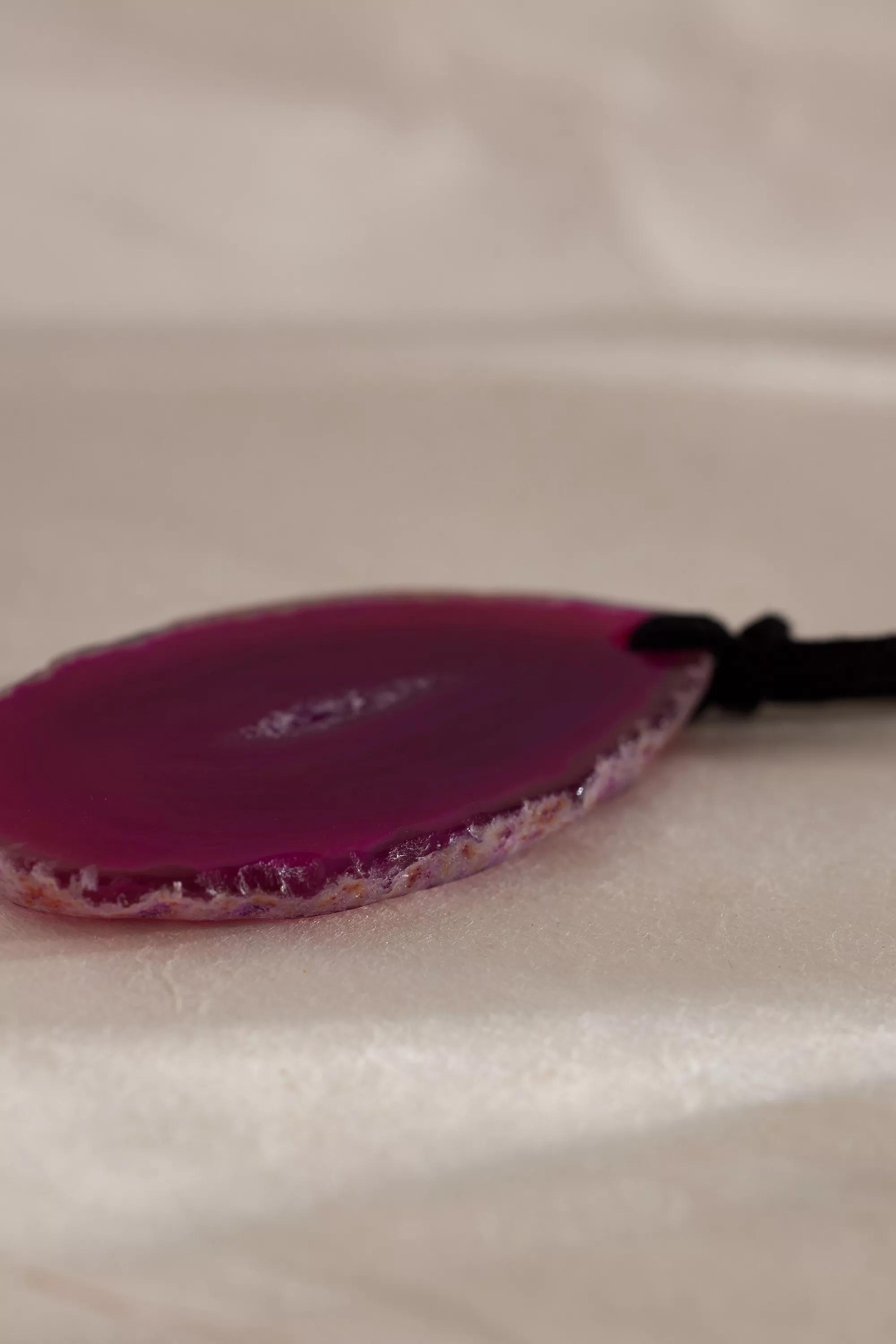 Agate Stone Pendant Cord Necklace, Pink, A501_0066, large image number 2