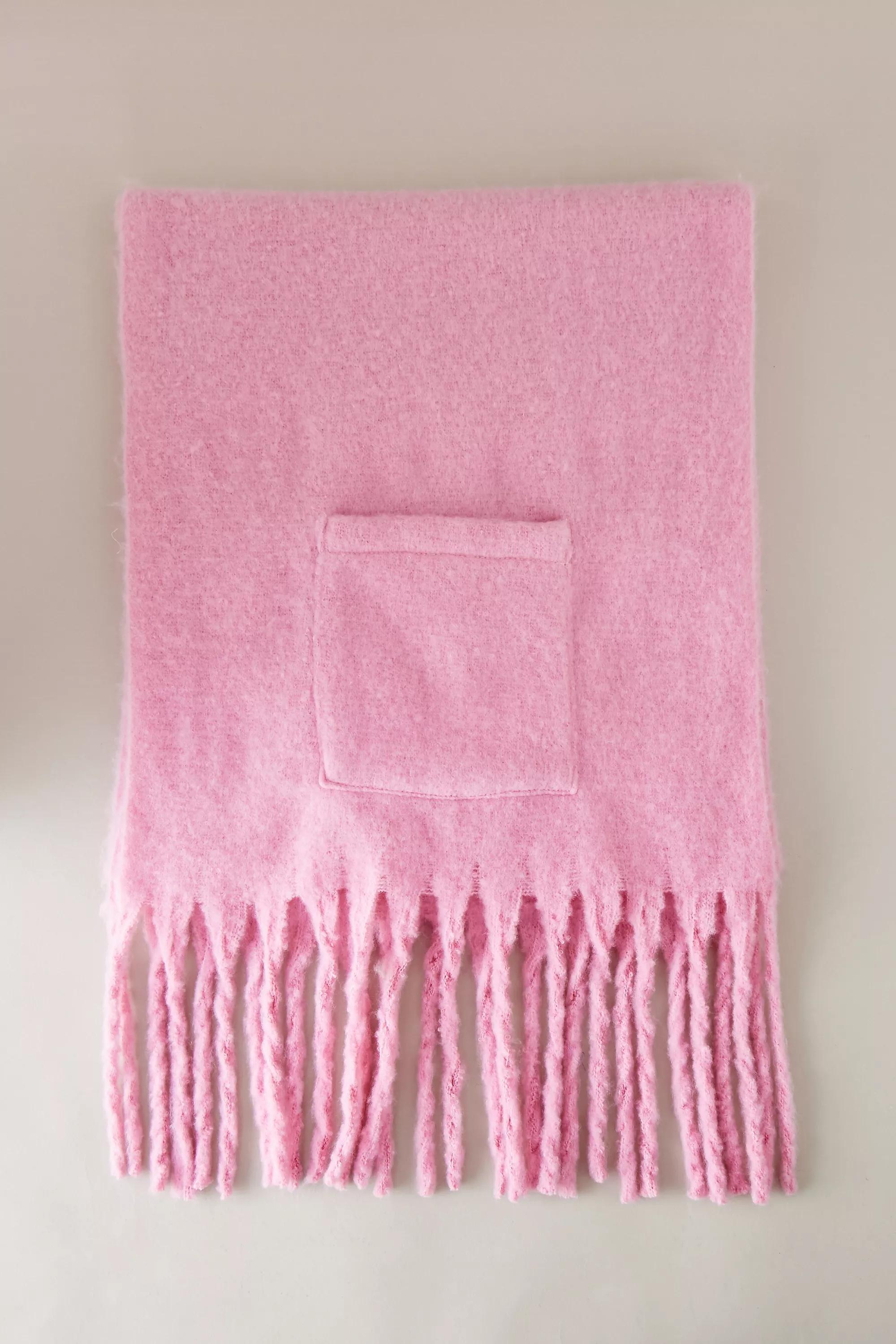 Oversized Tassel Pocket Scarf, Pink, A501_0066, large image number 0