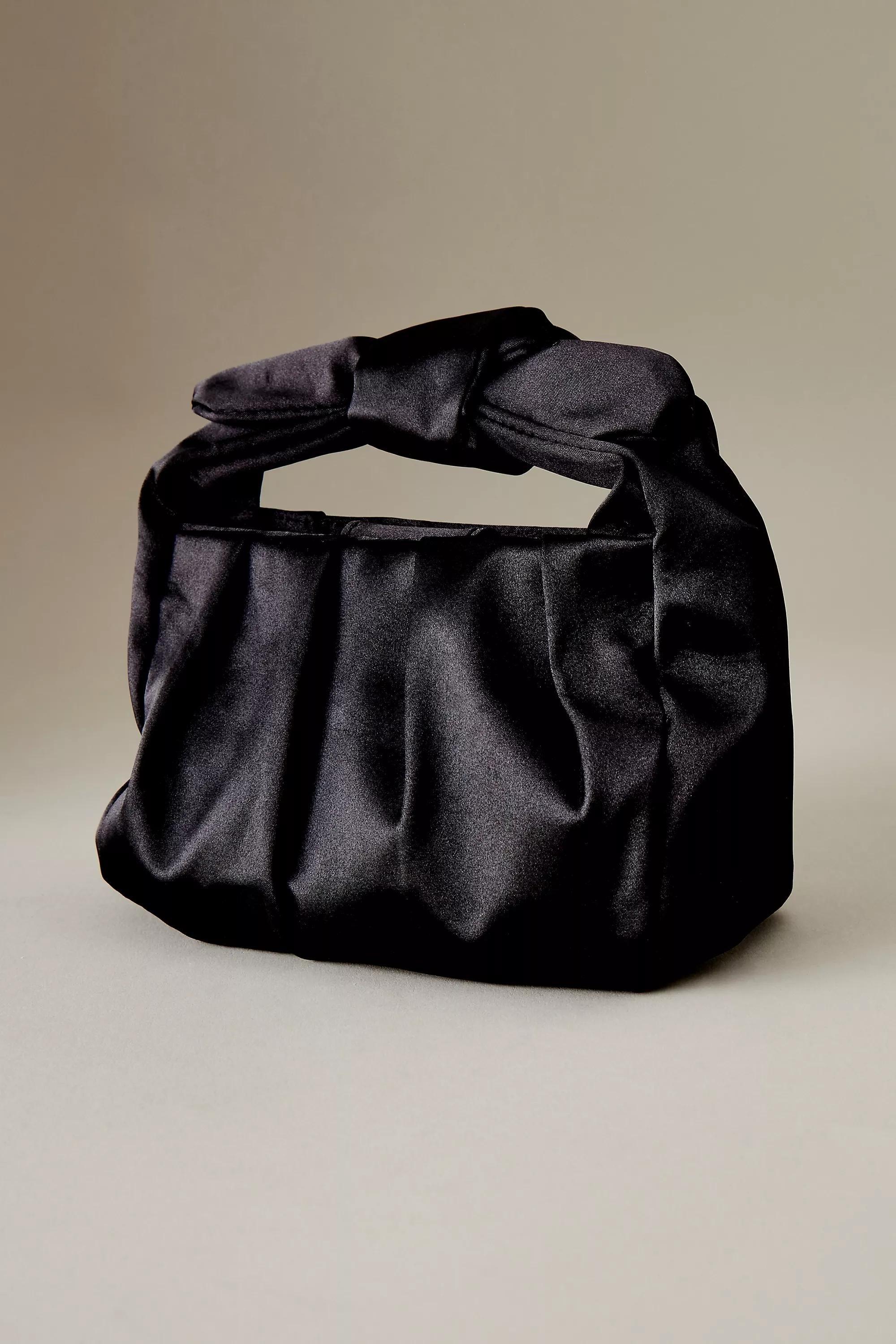 Satin Bow-Strap Shoulder Bag, Black, A501_0001, large image number 0
