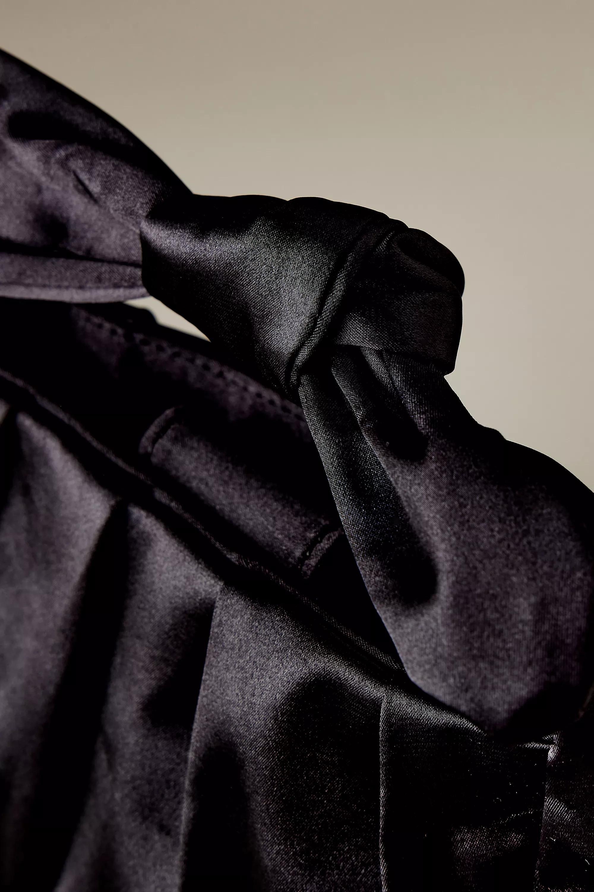 Satin Bow-Strap Shoulder Bag, Black, A501_0001, large image number 1