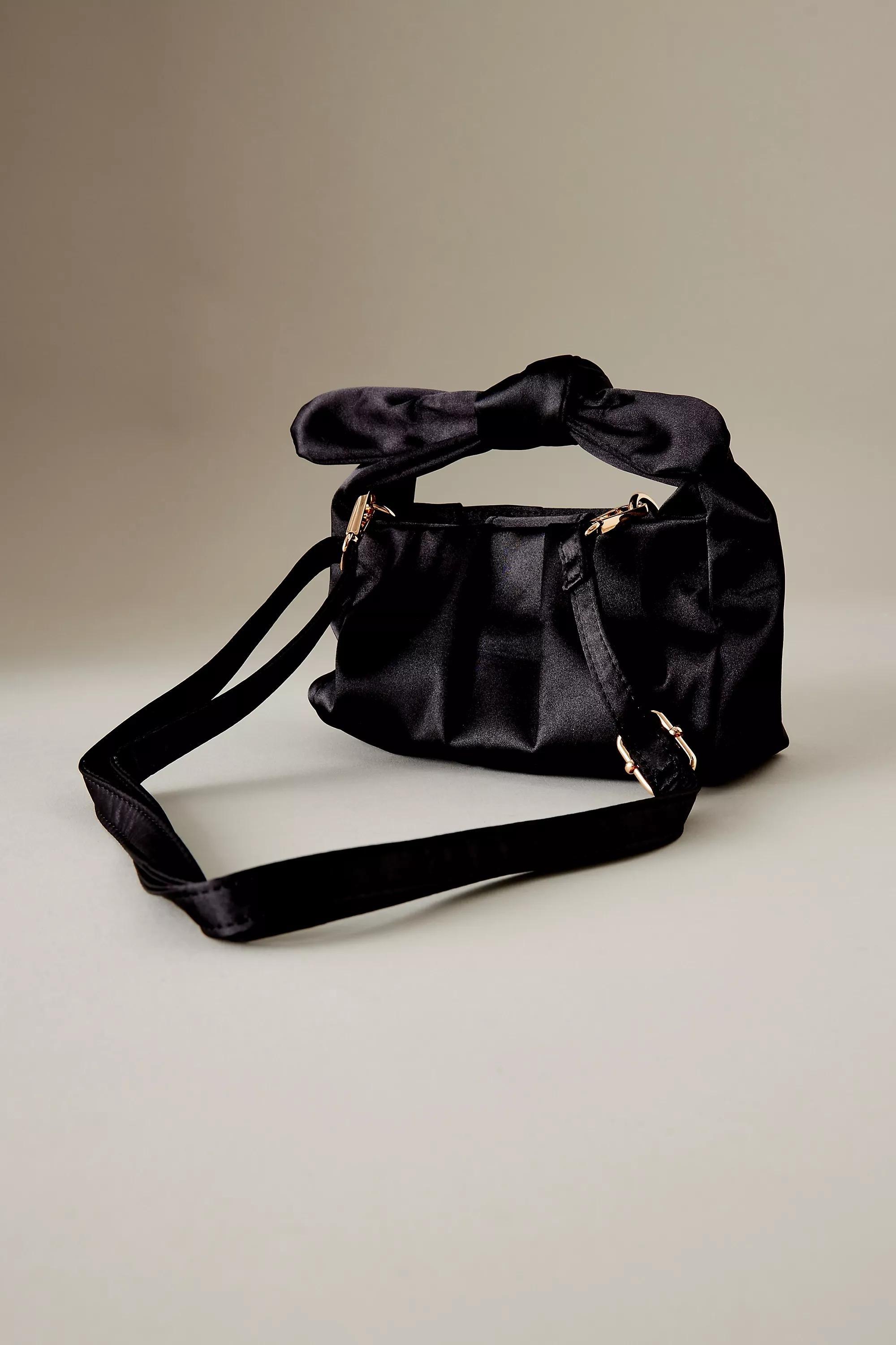 Satin Bow-Strap Shoulder Bag, Black, A501_0001, large image number 2