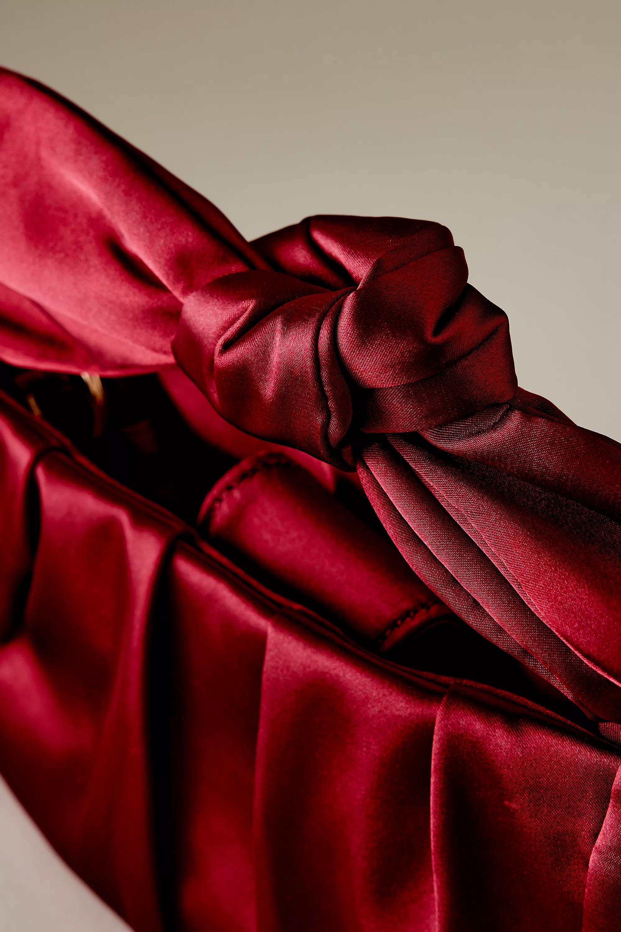 Satin Bow-Strap Shoulder Bag, Red, A501_0061, large image number 1