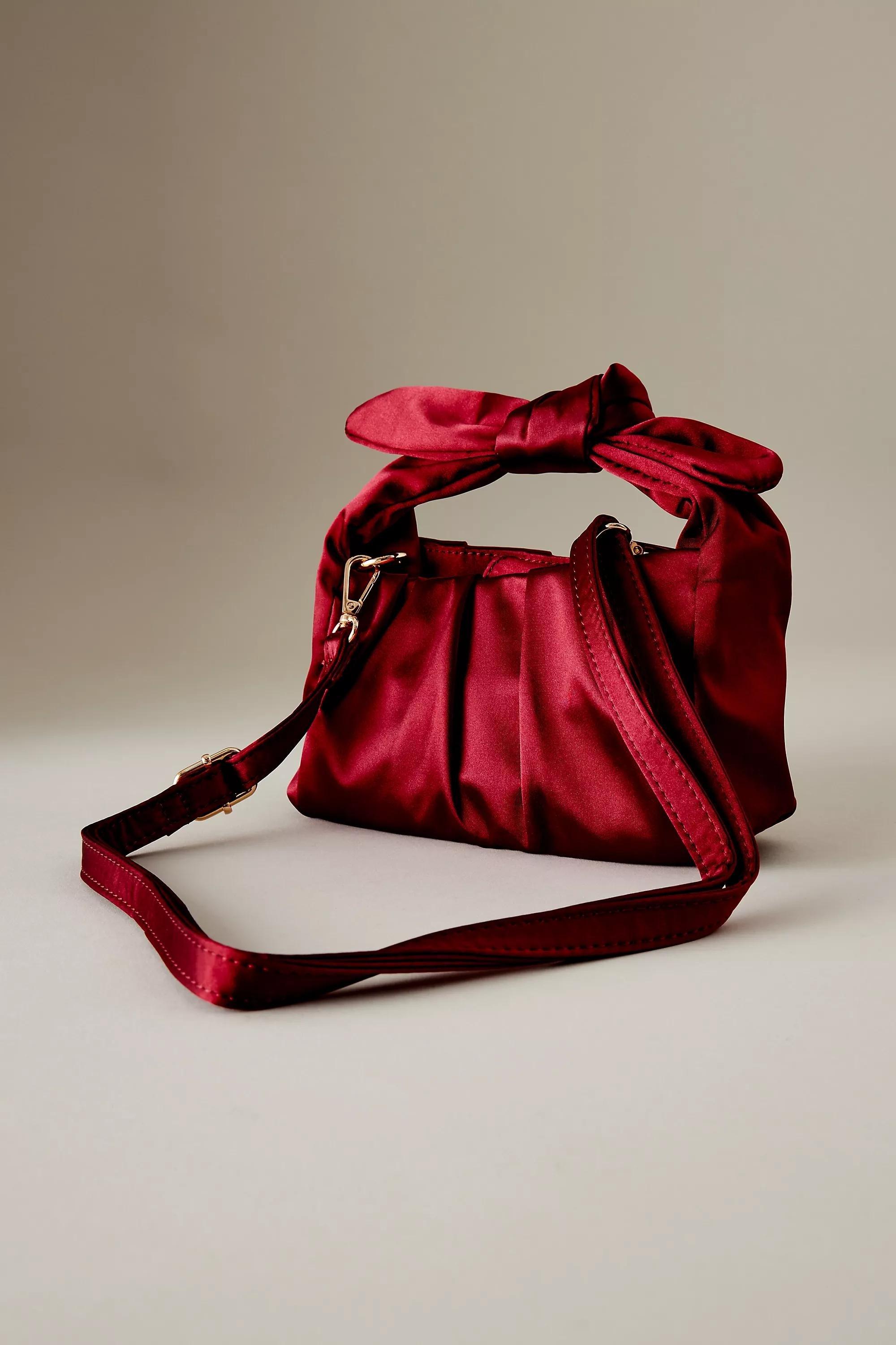 Satin Bow-Strap Shoulder Bag, Red, A501_0061, large image number 4