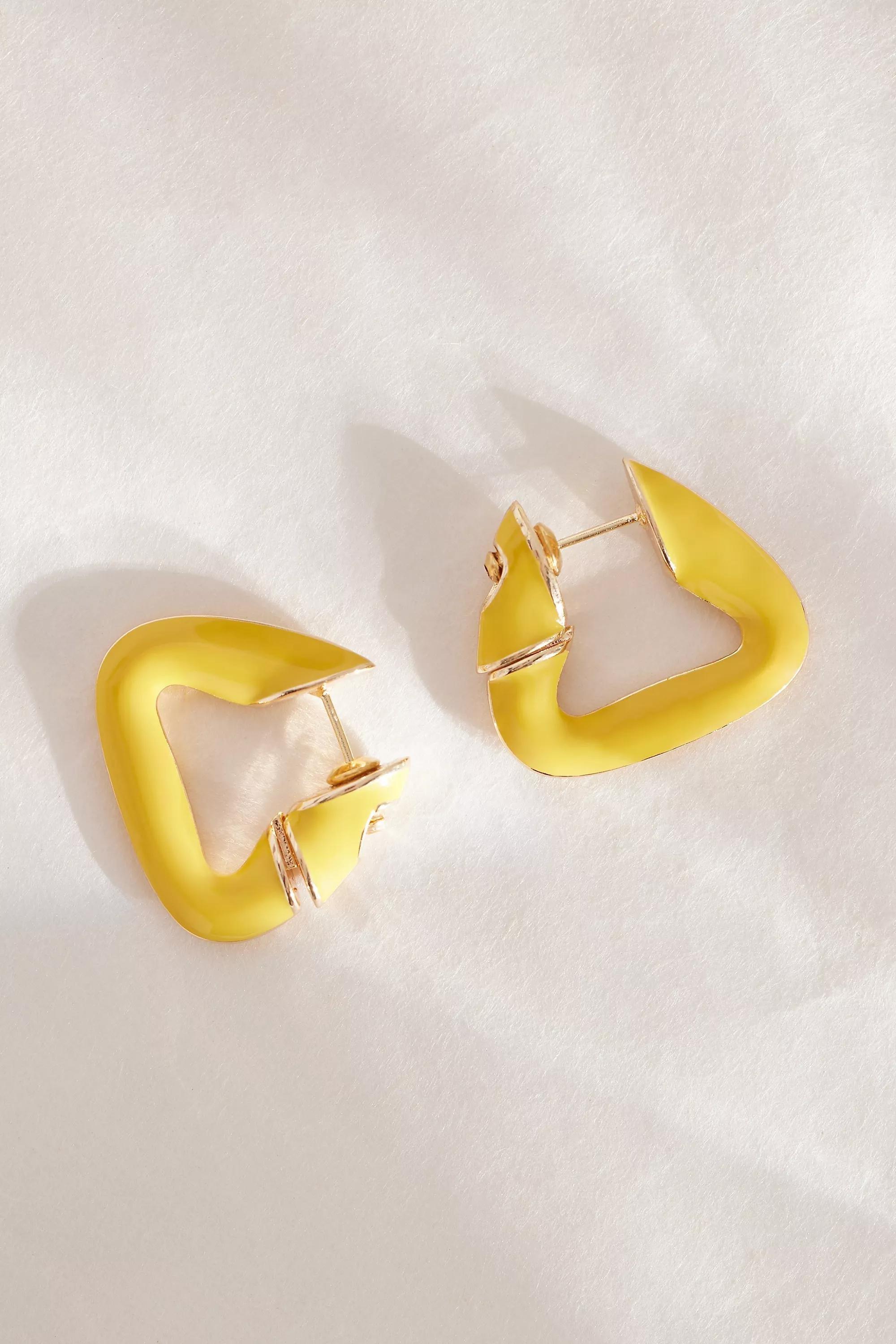 Yellow Uk Enamel Triangle Hoop, A501_0071, large image number 0