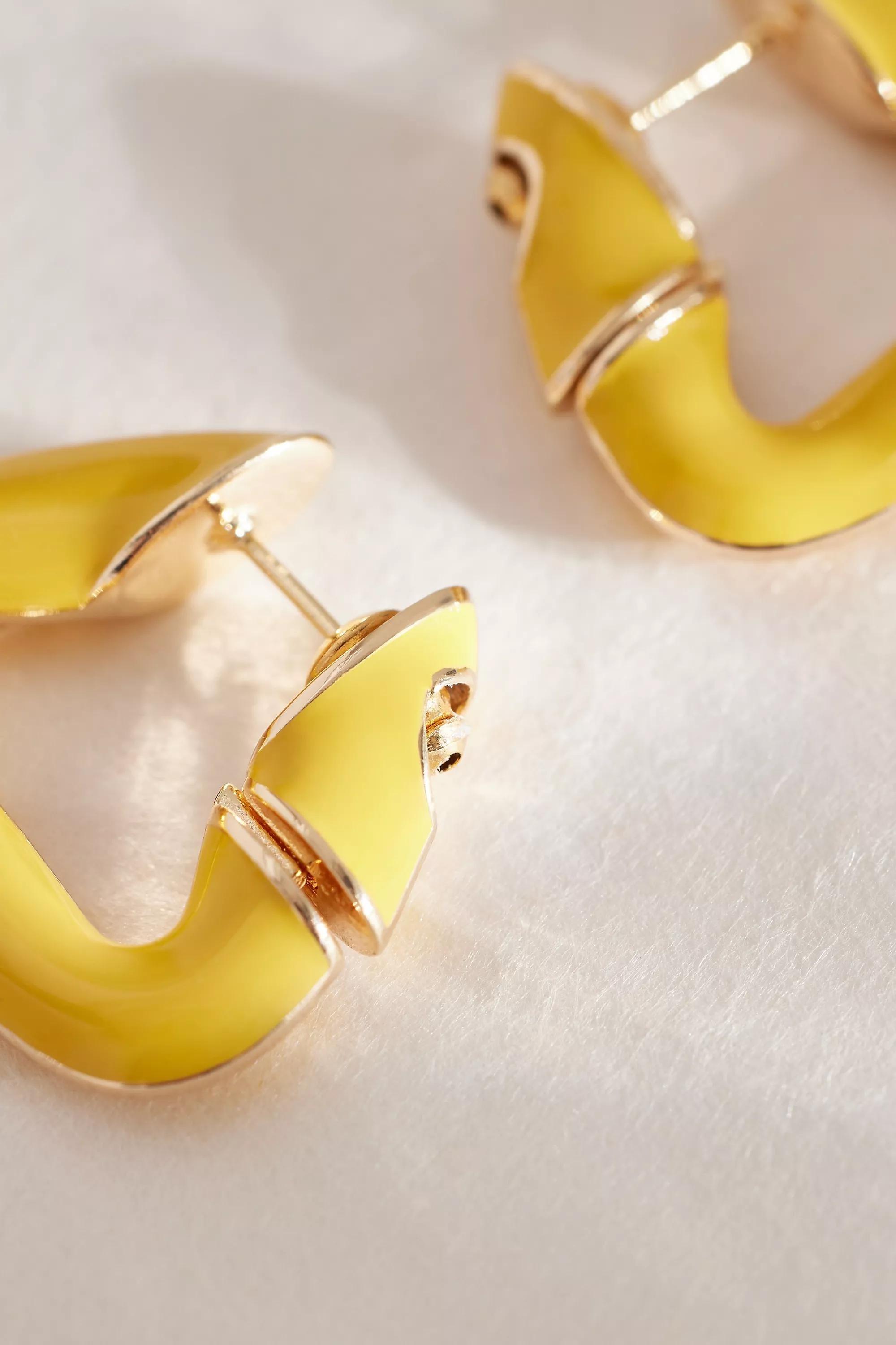 Yellow Uk Enamel Triangle Hoop, A501_0071, large image number 2