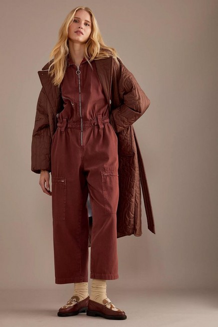 Anthropologie - Seventy + Mochi Amelia Long-Sleeve Organic Denim Jumpsuit, Orange