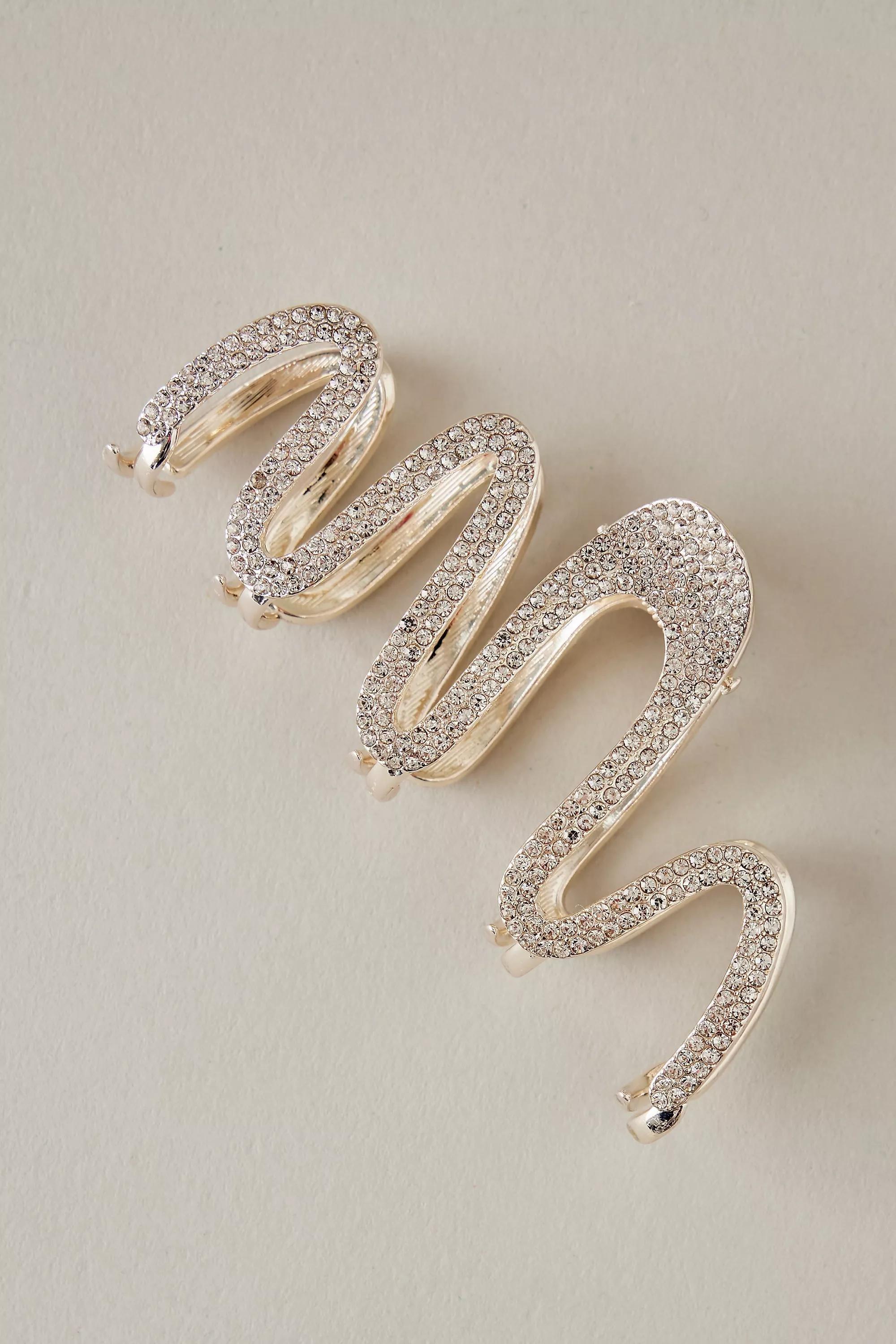 Pearl-Embellished Squiggle Metal Hair Claw Clip, Gold, A501_0070, large image number 3