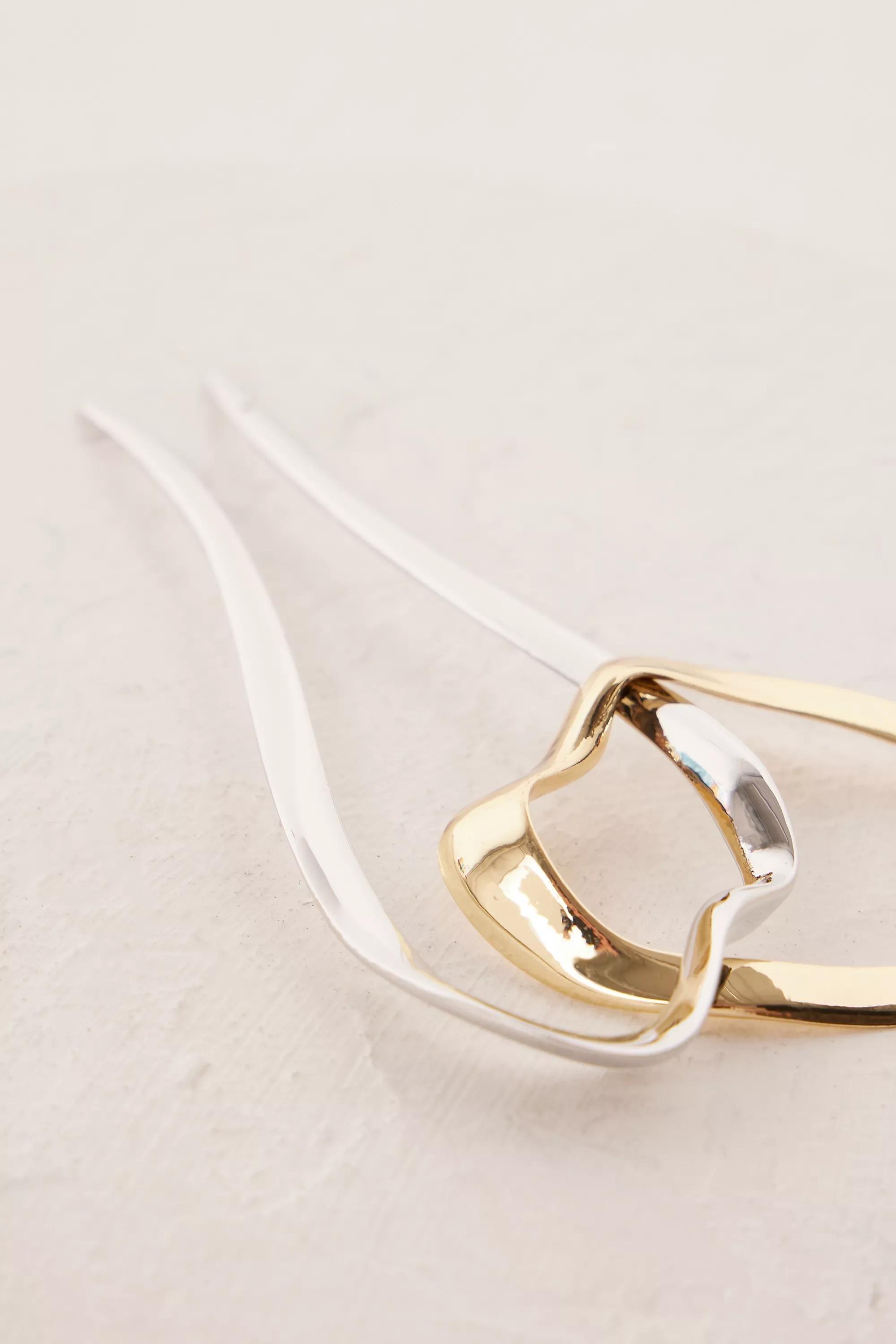 Mixed Metal Chignon Hair Pins, Set Of 2, Gold, A501_0000, large image number 1
