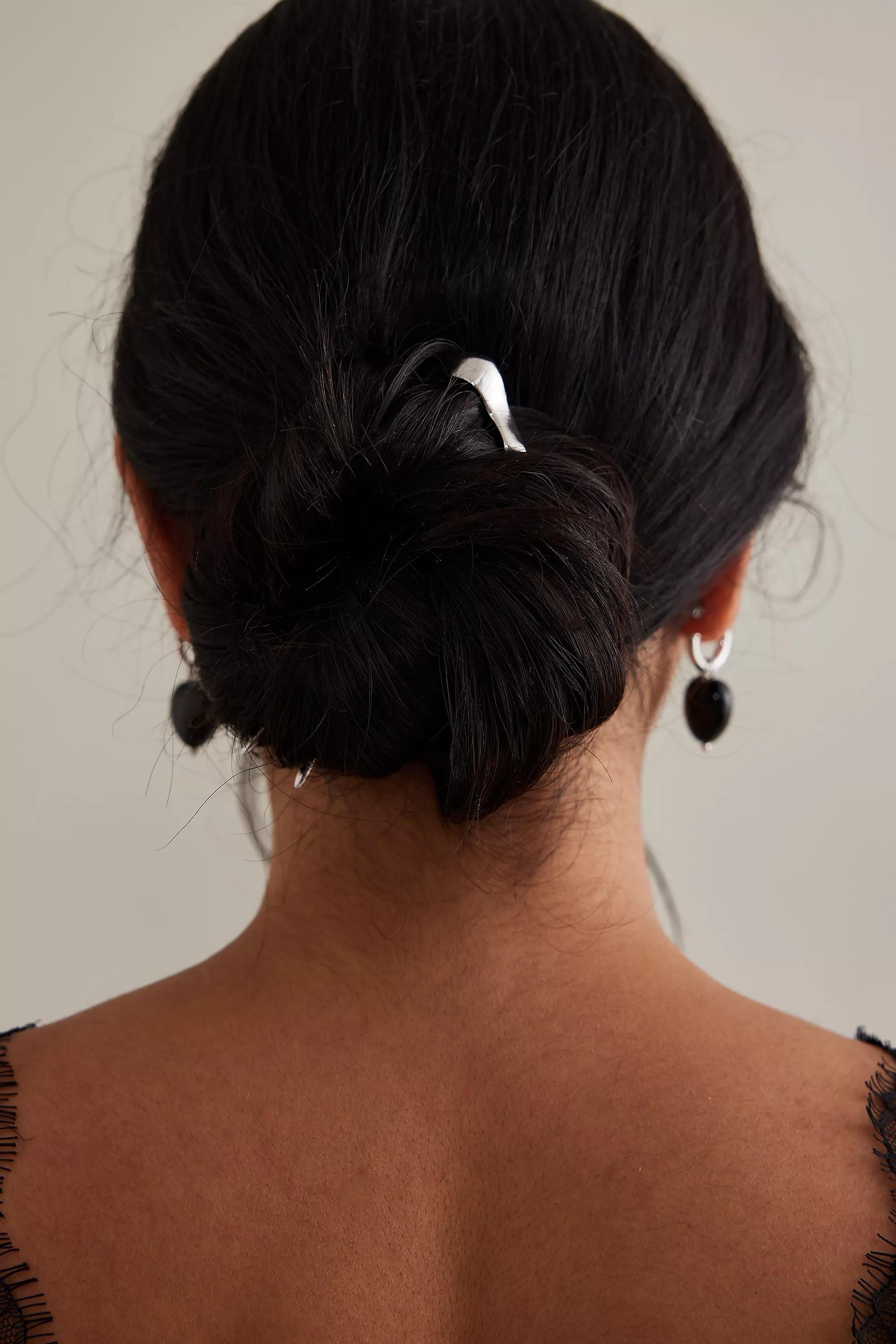 Mixed Metal Chignon Hair Pins, Set Of 2, Gold, A501_0000, large image number 3