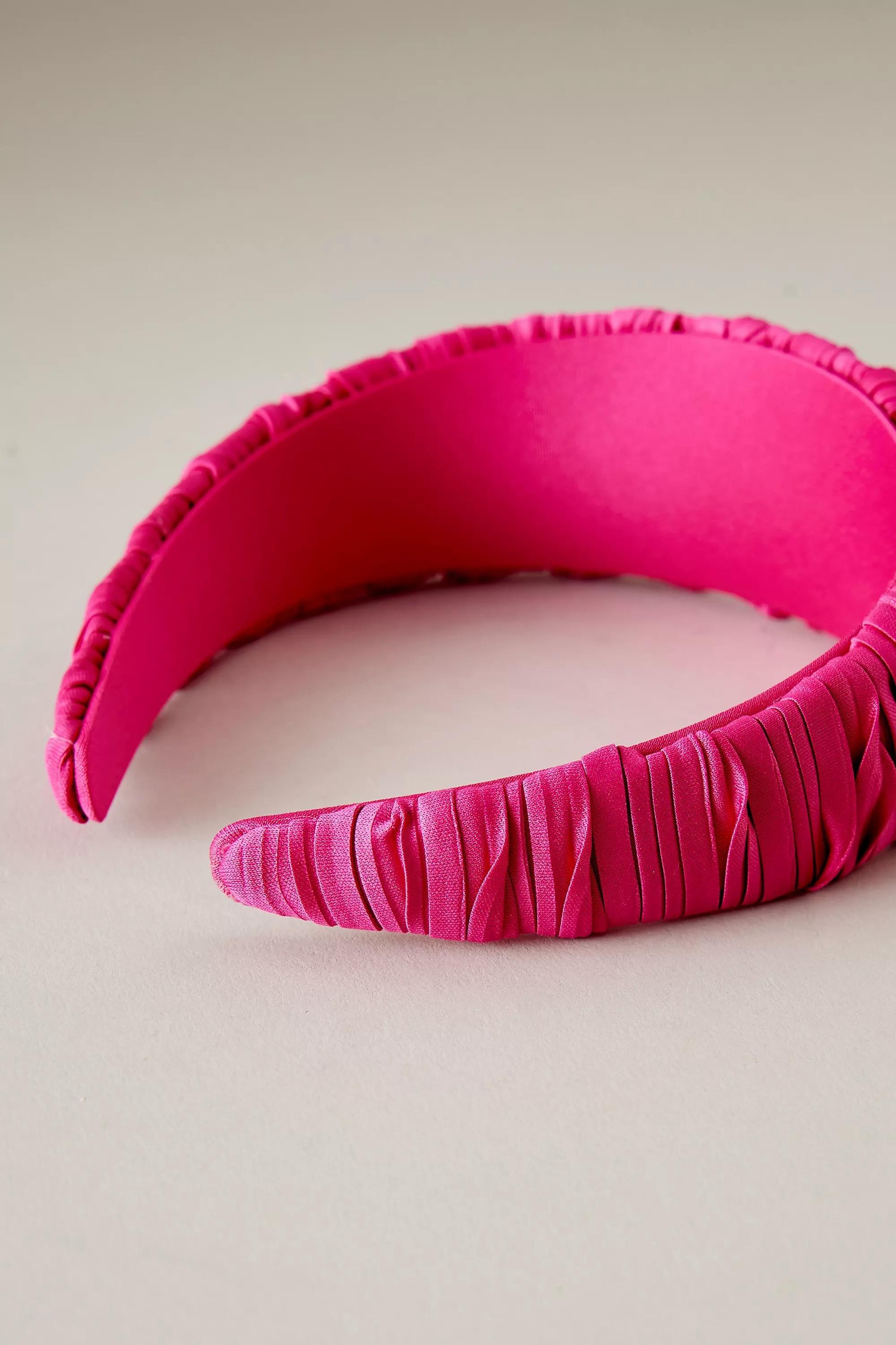 Pink Thick Pleated Satin Headband, A501_0066, large image number 3