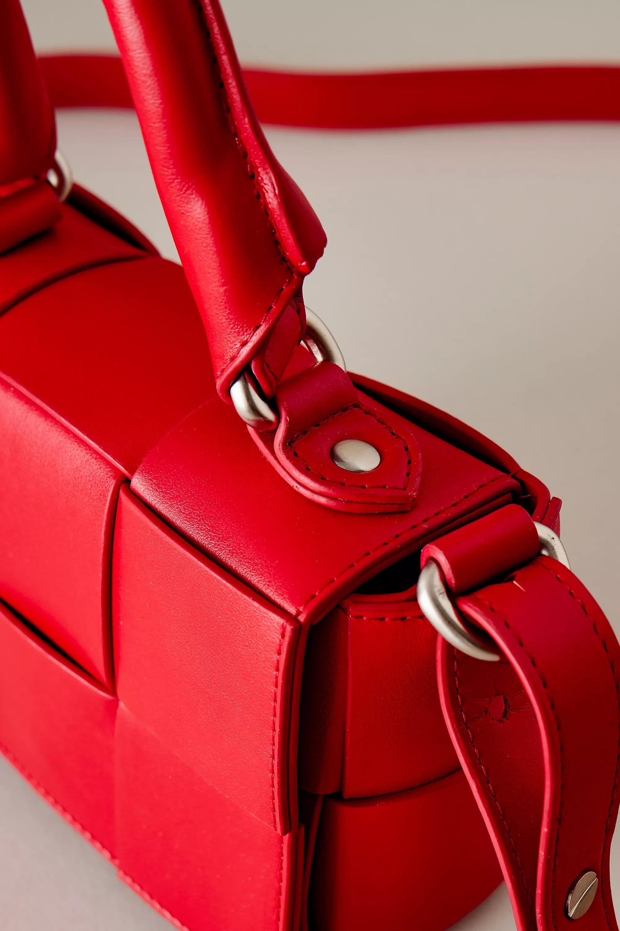 Woven Leather Micro Crossbody Hand Bag, Red, A501_0060, large image number 2