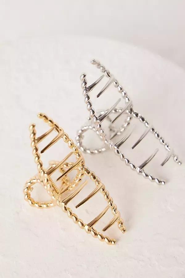 Mixed Metal Twist Hair Claw Clips, Set Of 2, Multicolour, , large image number 1
