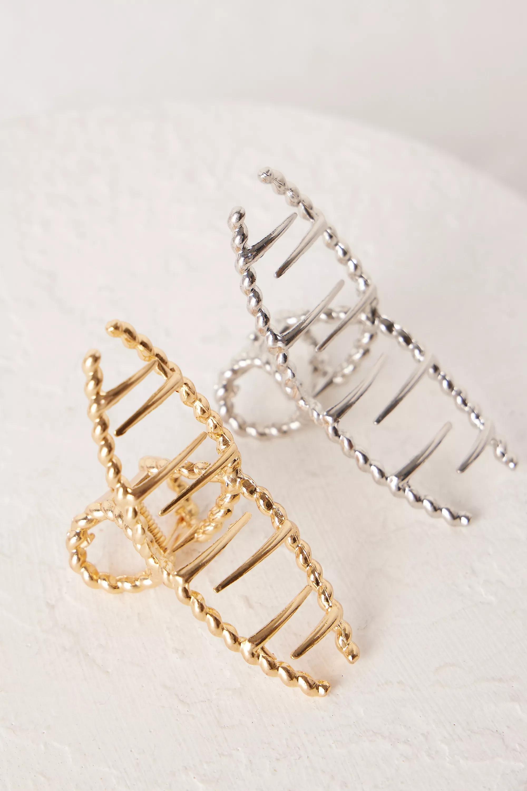 Mixed Metal Twist Hair Claw Clips, Set Of 2, Multicolour, , large image number 3