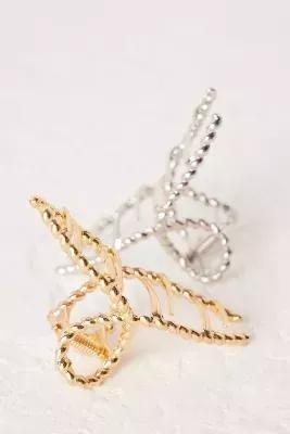 Mixed Metal Twist Hair Claw Clips, Set Of 2, Multicolour, , large image number 4