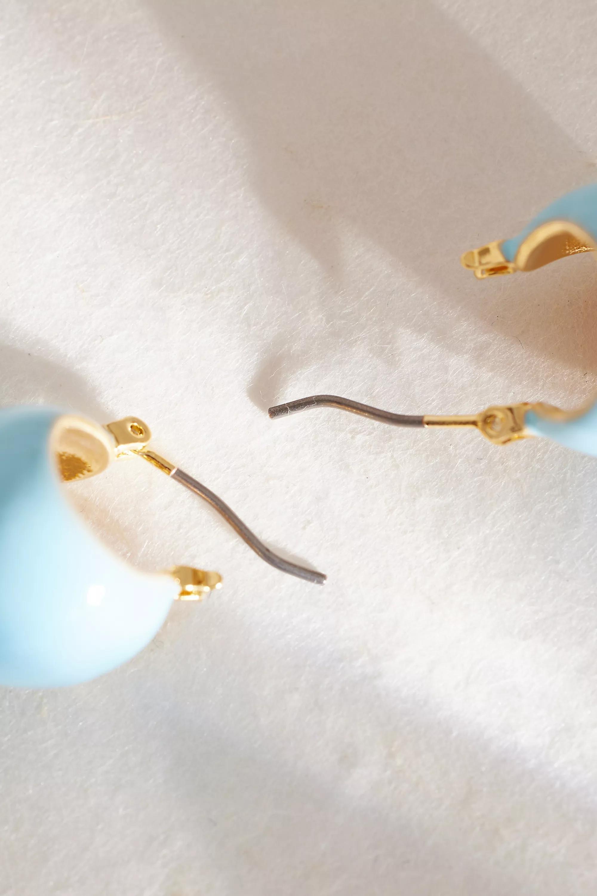 Gold-Plated Basket Enamel Huggie Hoop Earrings, Blue, A501_0040, large image number 2