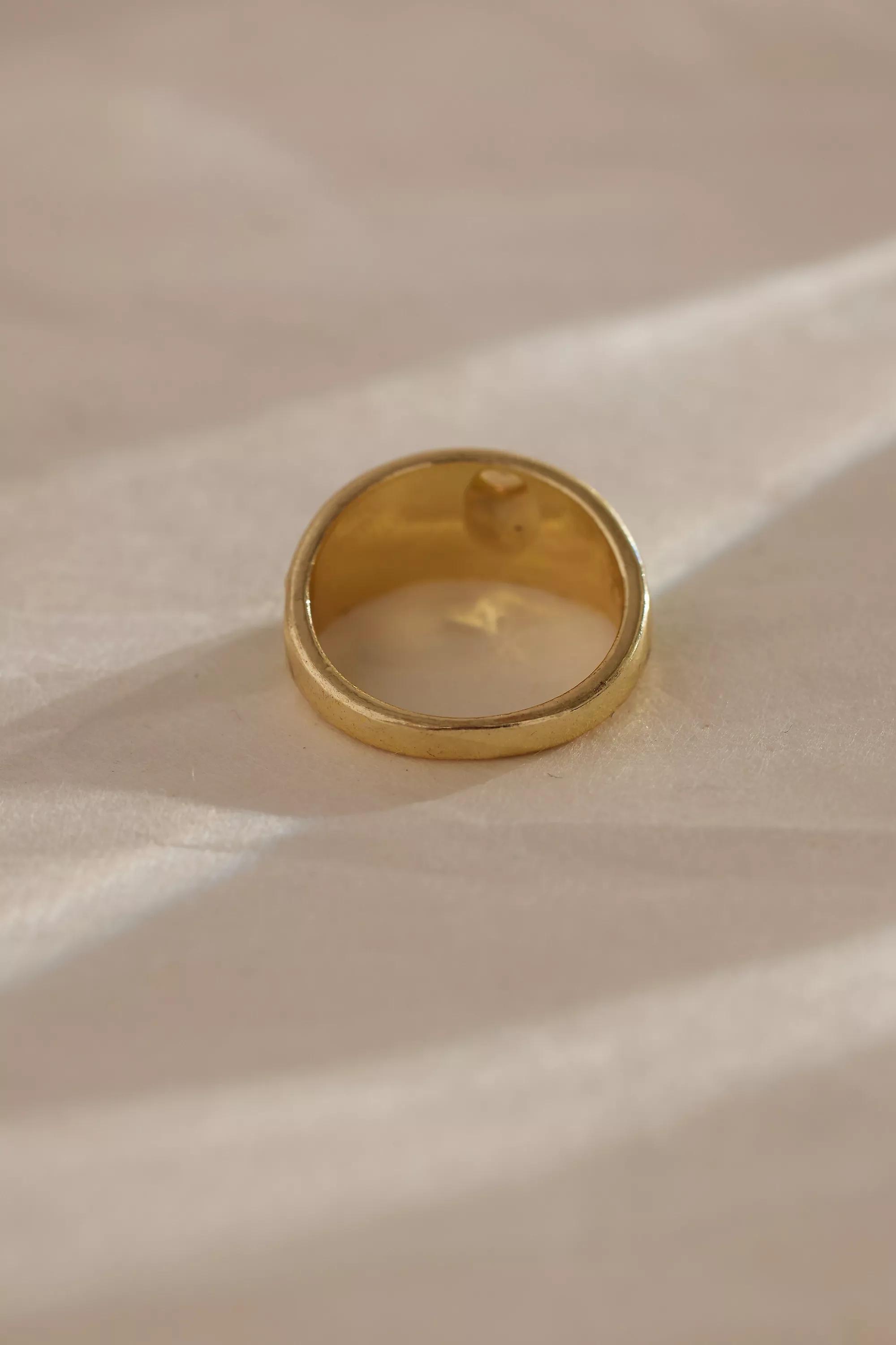 Gold-Plated Resin Checkered Ring, Green, A501_0030, large image number 2