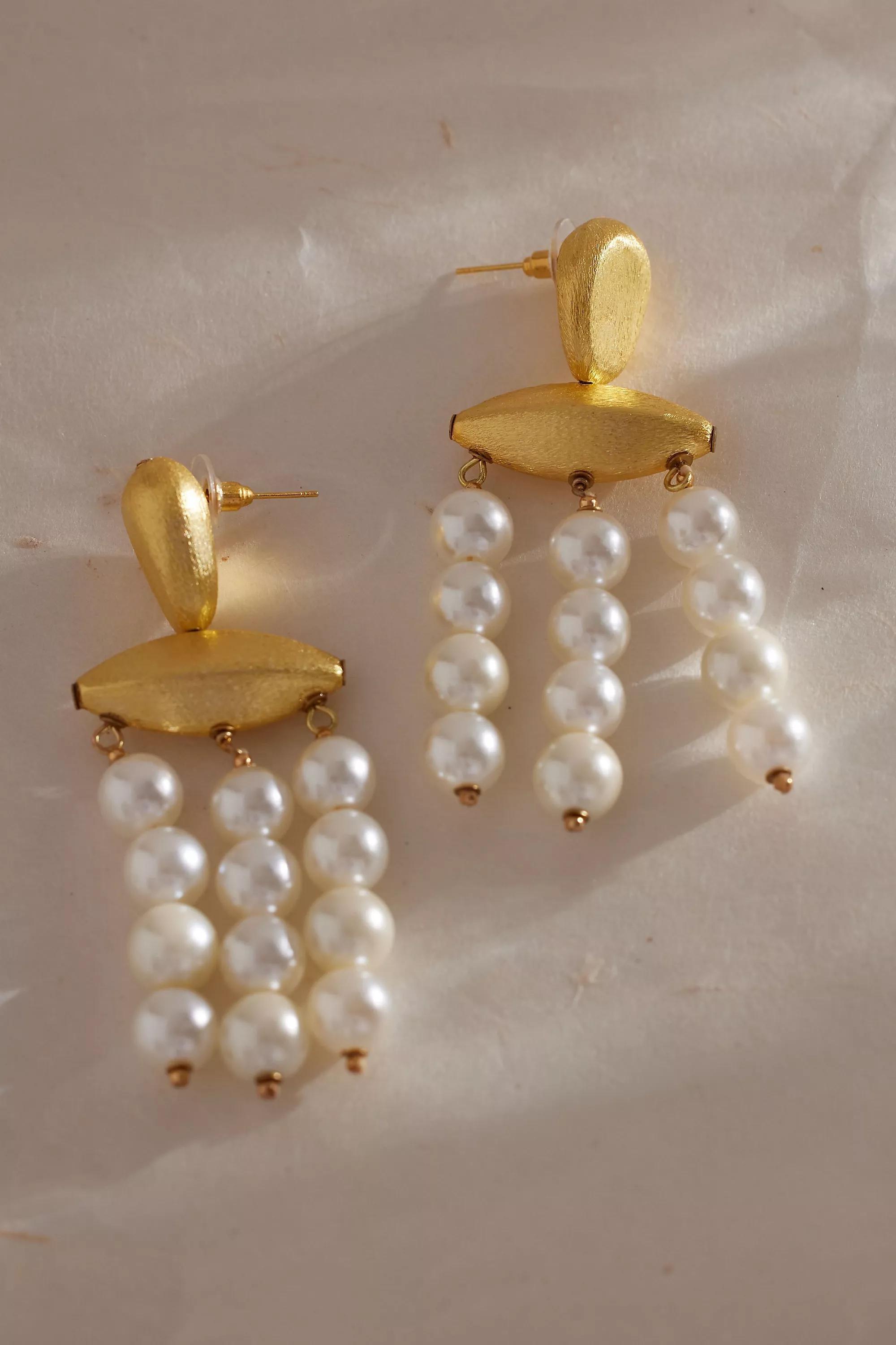 Chunky Pearl-Drop Chandelier Earrings, Pearl, A501_0017, large image number 0