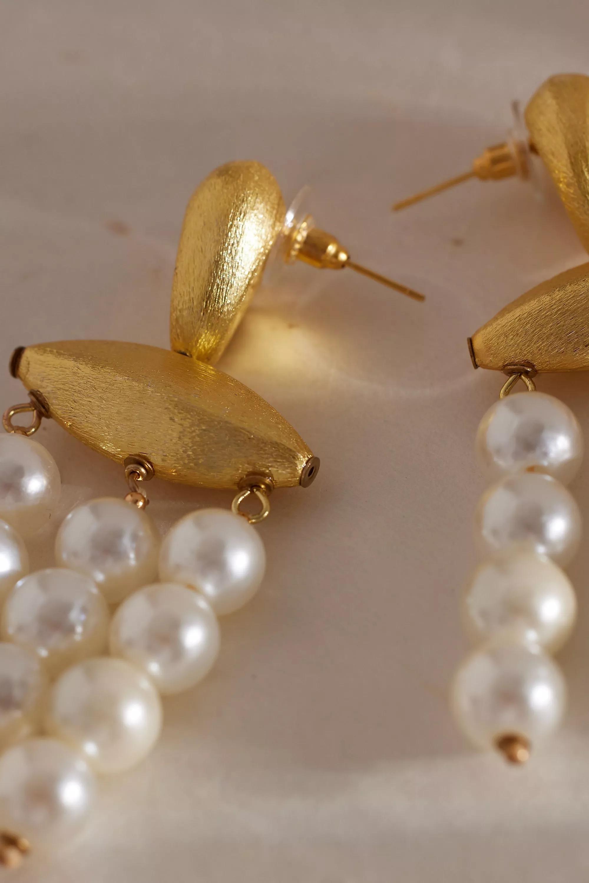 Chunky Pearl-Drop Chandelier Earrings, Pearl, A501_0017, large image number 1